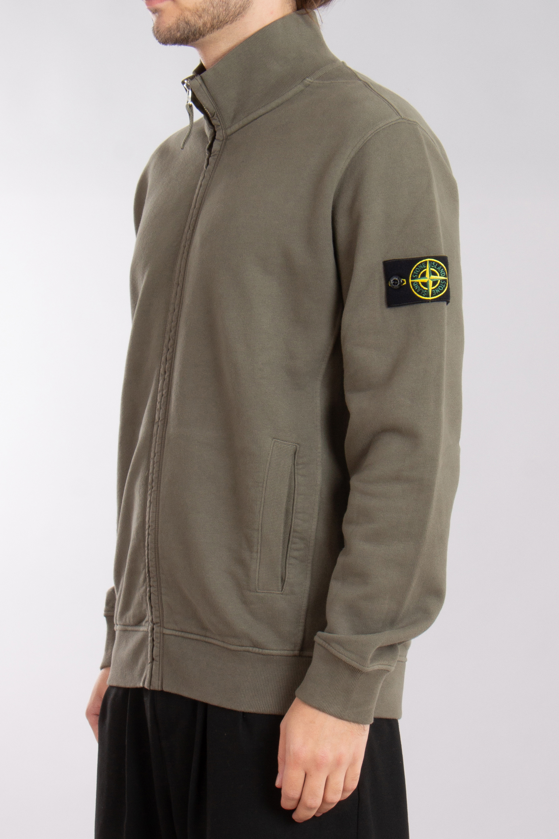 STONE ISLAND Organic Cotton Fleece Full Zip Sweatshirt