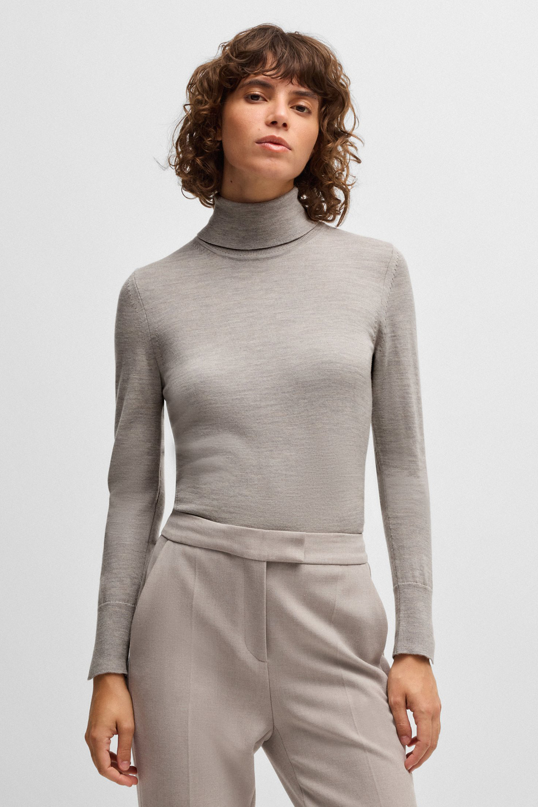 BOSS Virgin Wool Turtleneck Sweater Fasecta