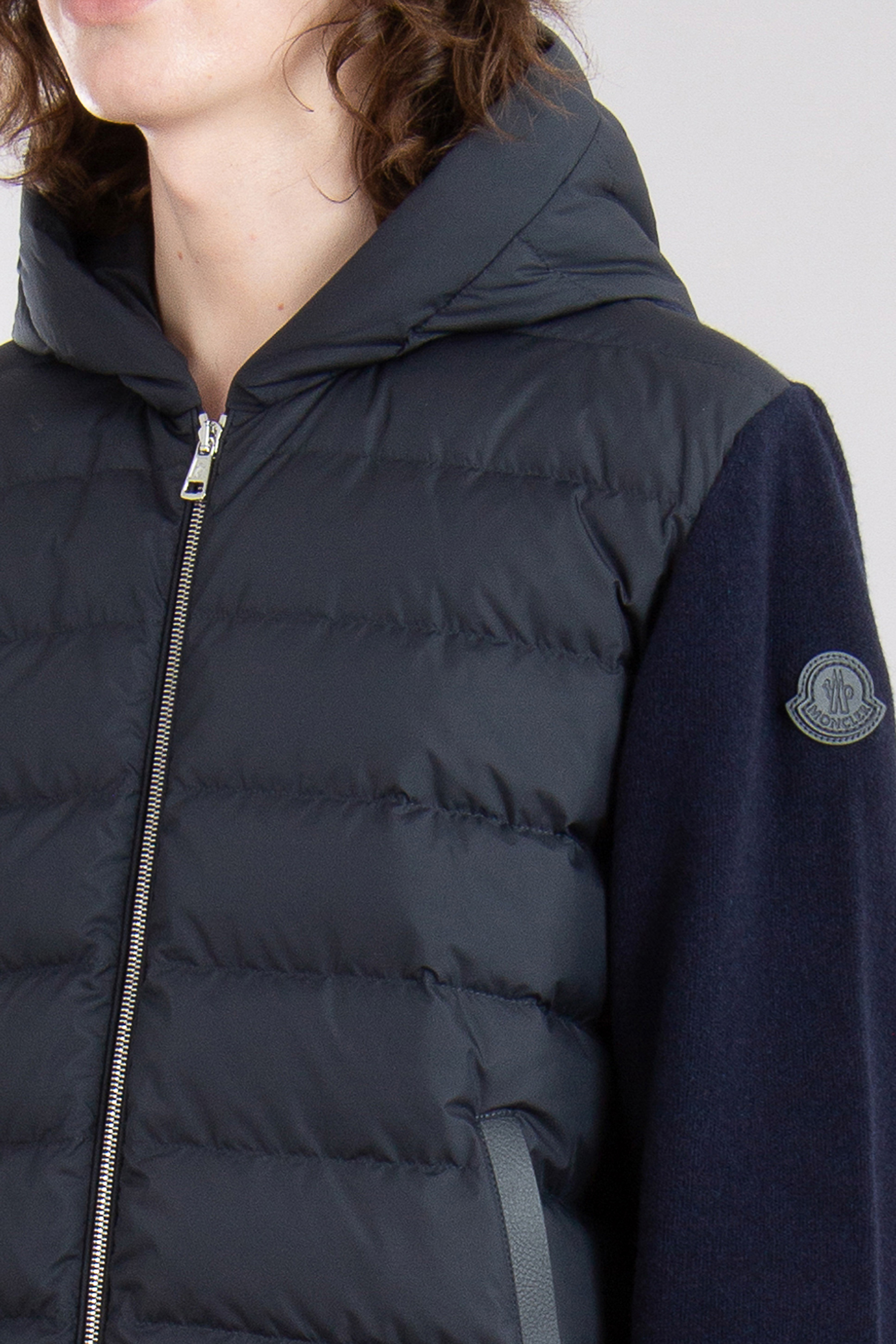 MONCLER Hooded Down Padded Virgin Wool-Cashmere Blend Cardigan