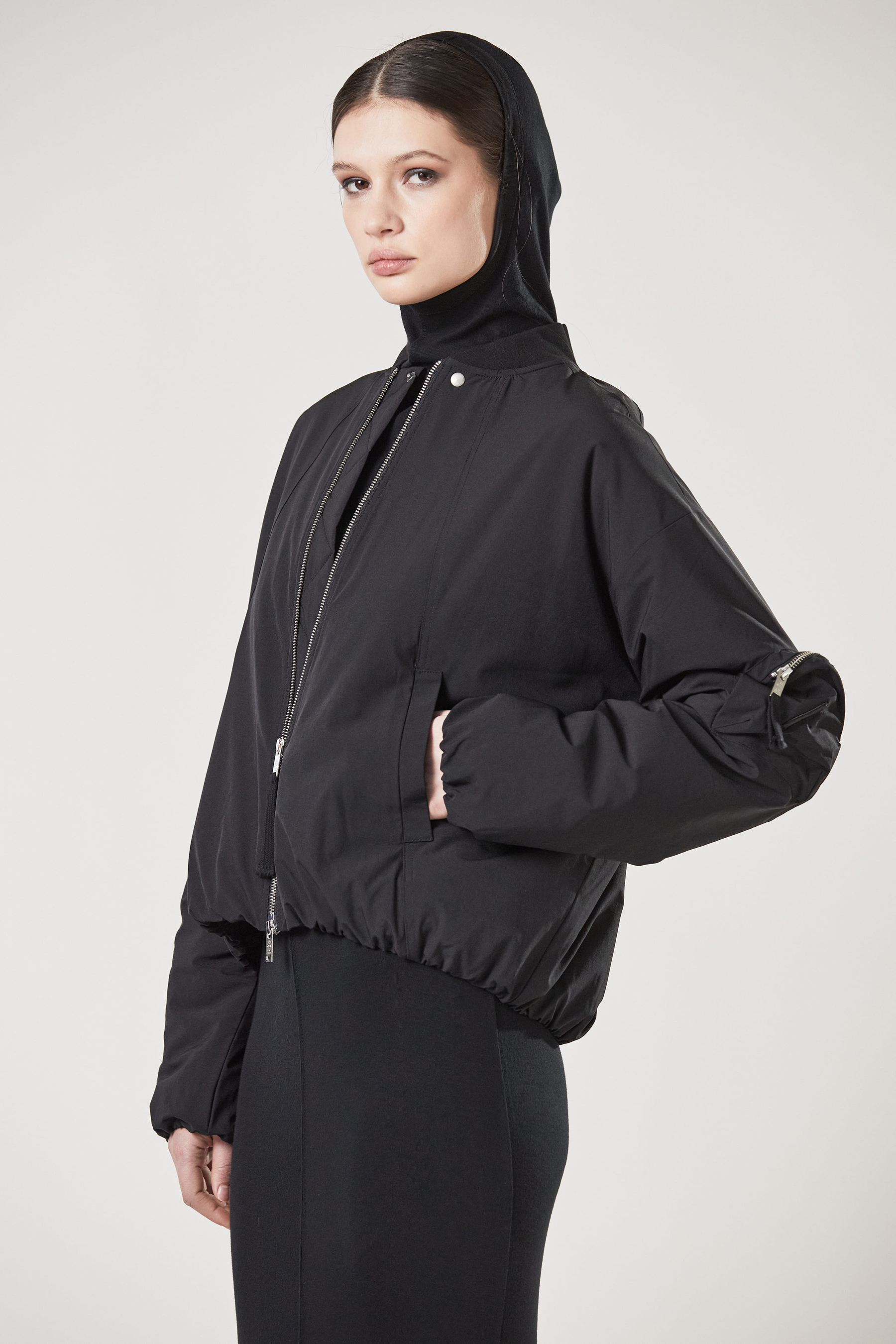 THOM KROM Padded Nylon Stretch Bomber Jacket