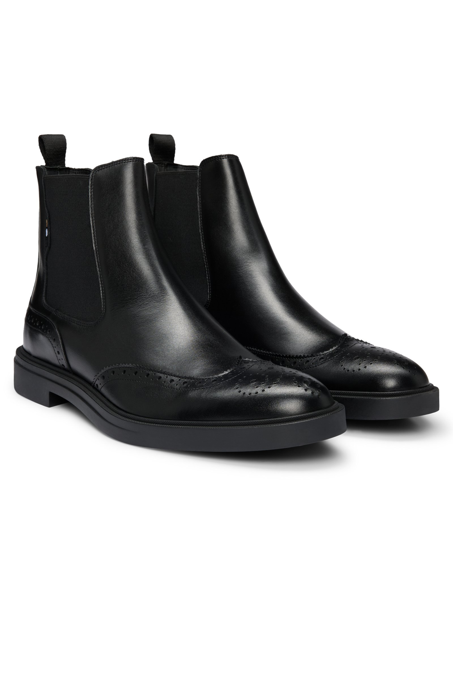 Black chelsea brogue boots on sale