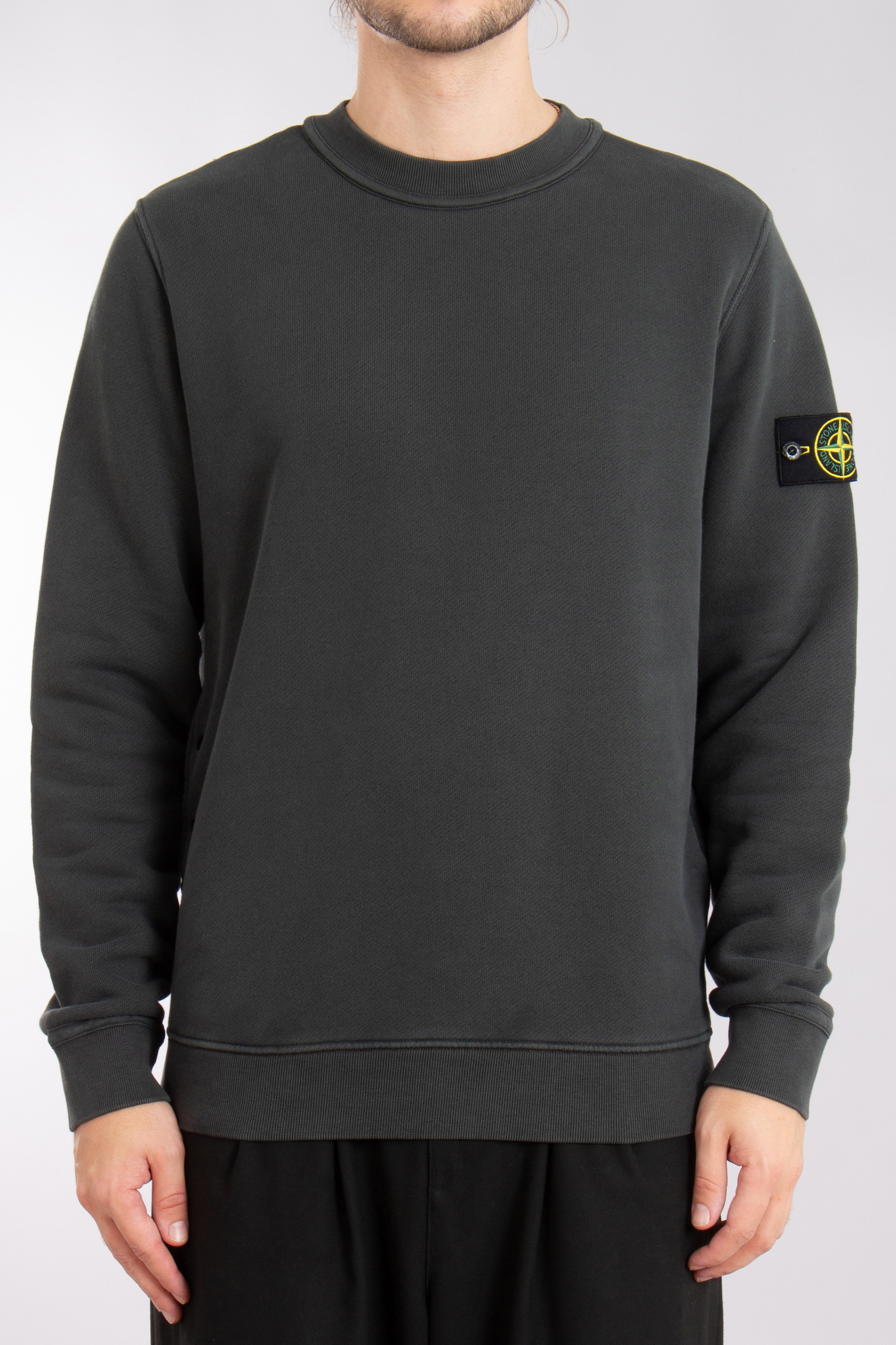 STONE ISLAND 'Old' Effect Organic Cotton Diagonal Fleece Sweatshirt