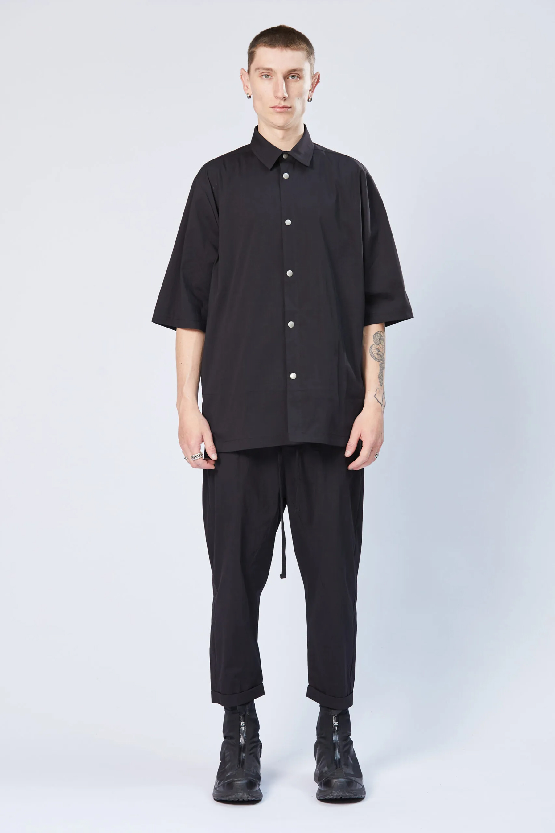 THOM KROM Oversized Cotton Stretch Short-Sleeve Shirt