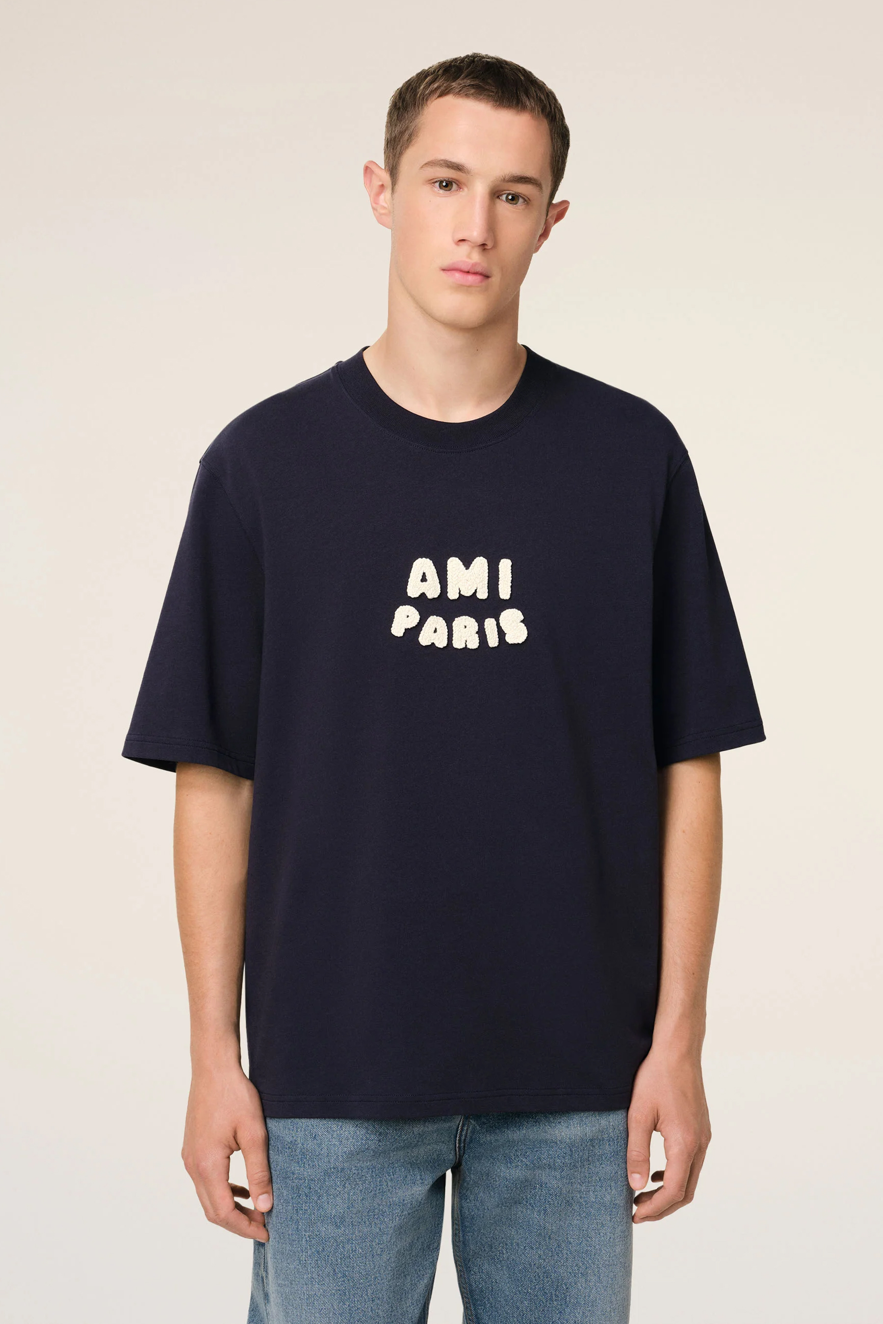 AMI PARIS Boxy Fit Organic Cotton Jersey T-Shirt