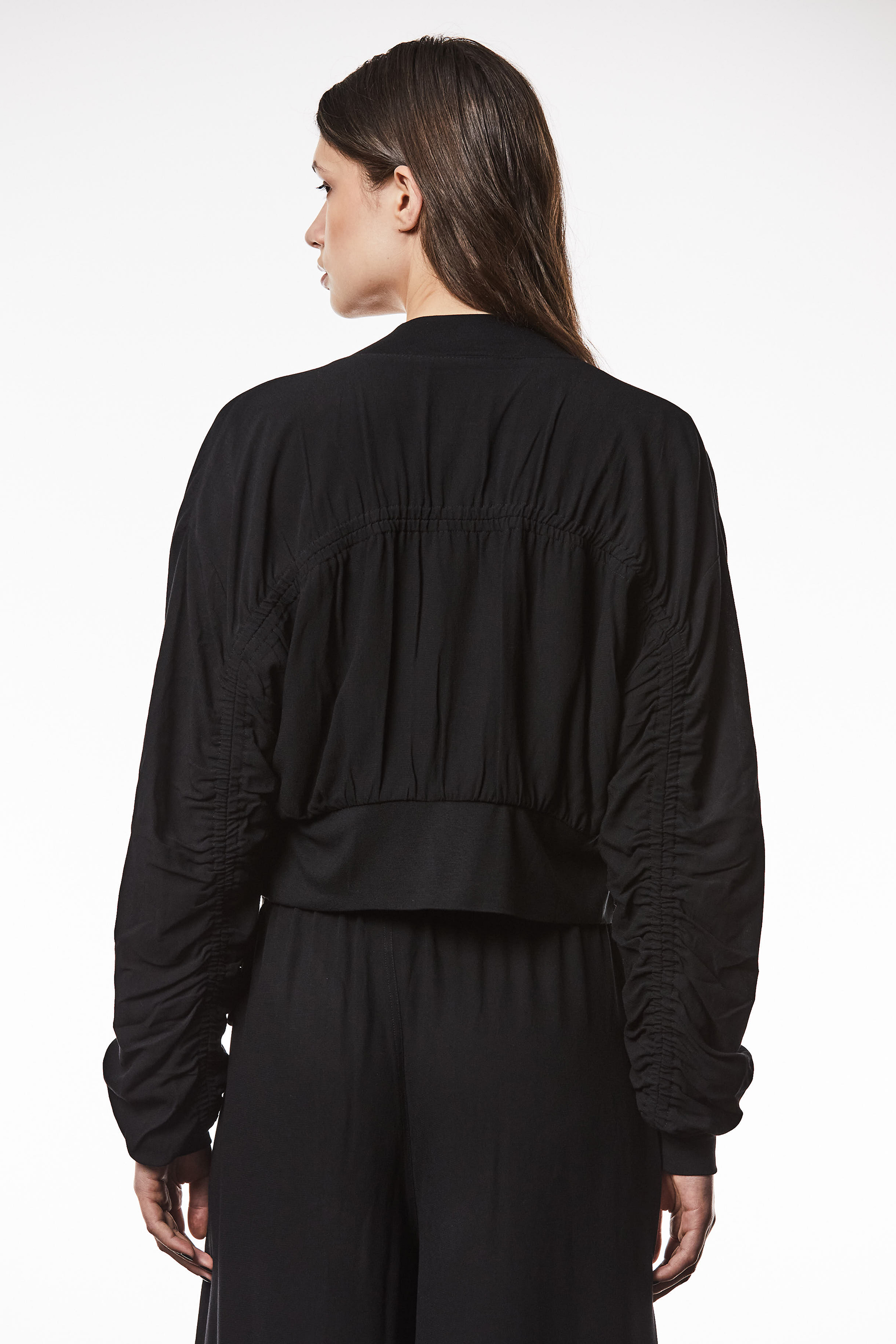 THOM KROM Cropped Viscose Crepe Bomber Jacket