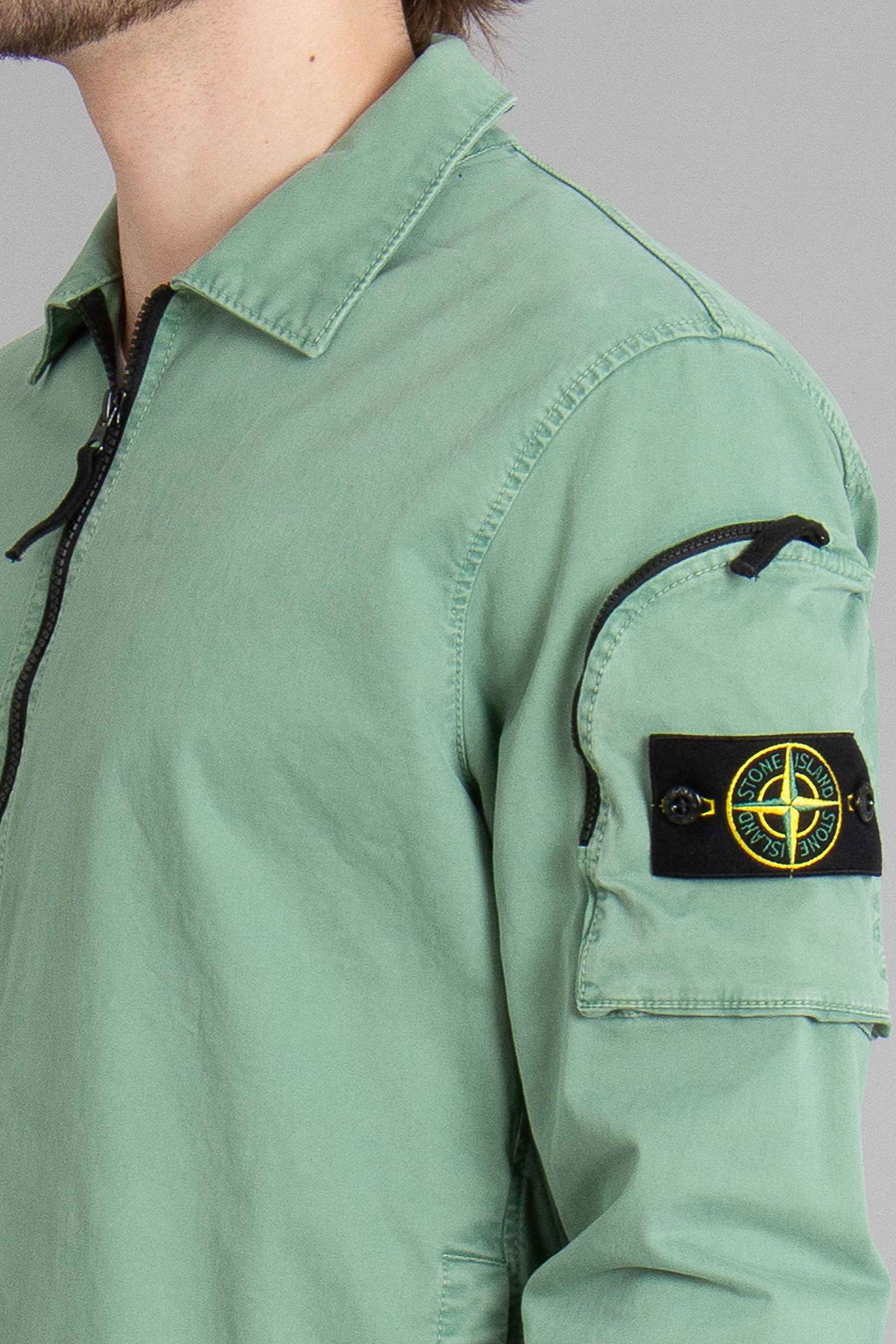 STONE ISLAND OLD Effect Organic Cotton Stretch Broken Twill Overshirt