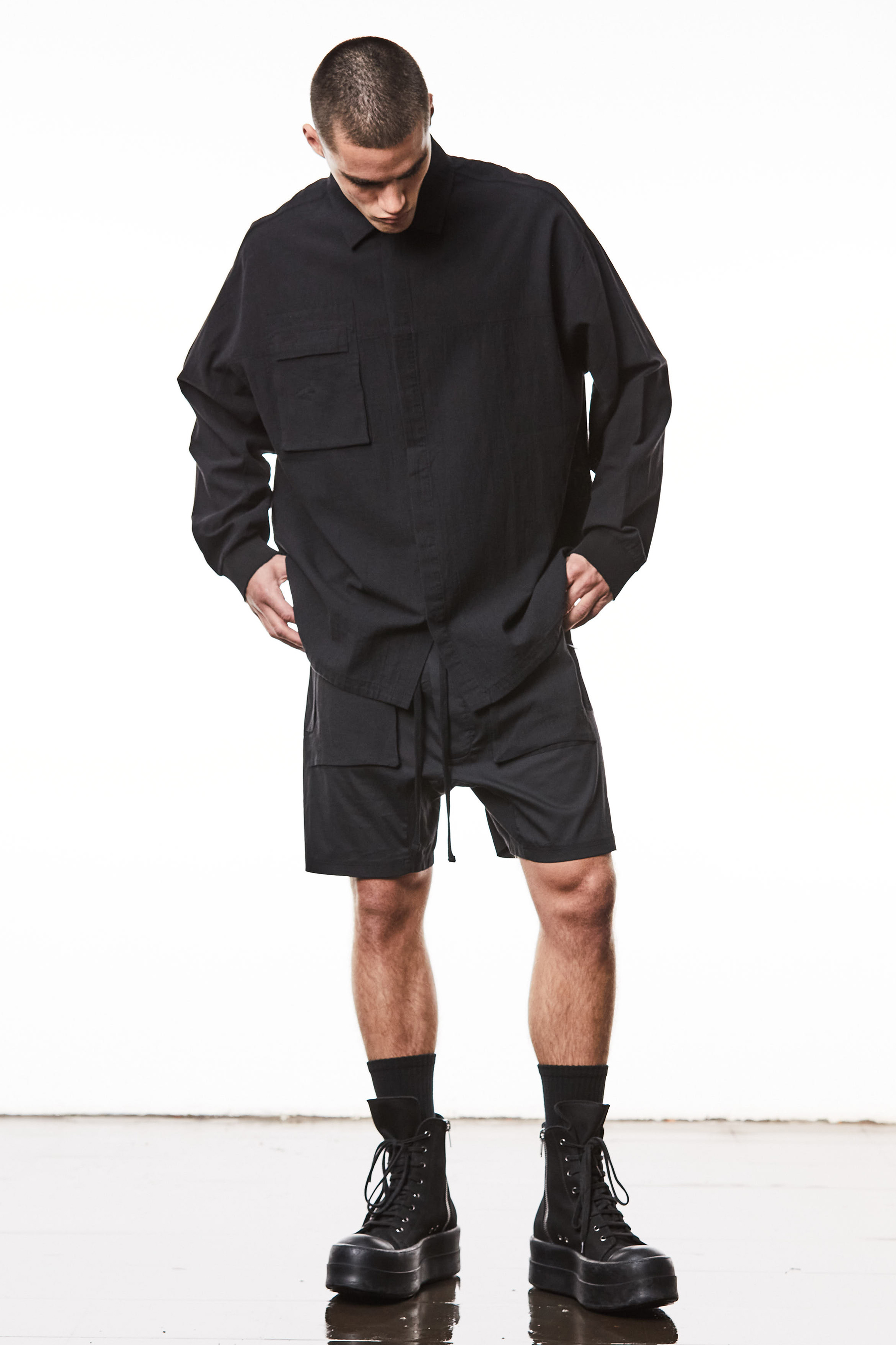 THOM KROM Oversized Fit Washed Linen-Cotton Blend Shirt