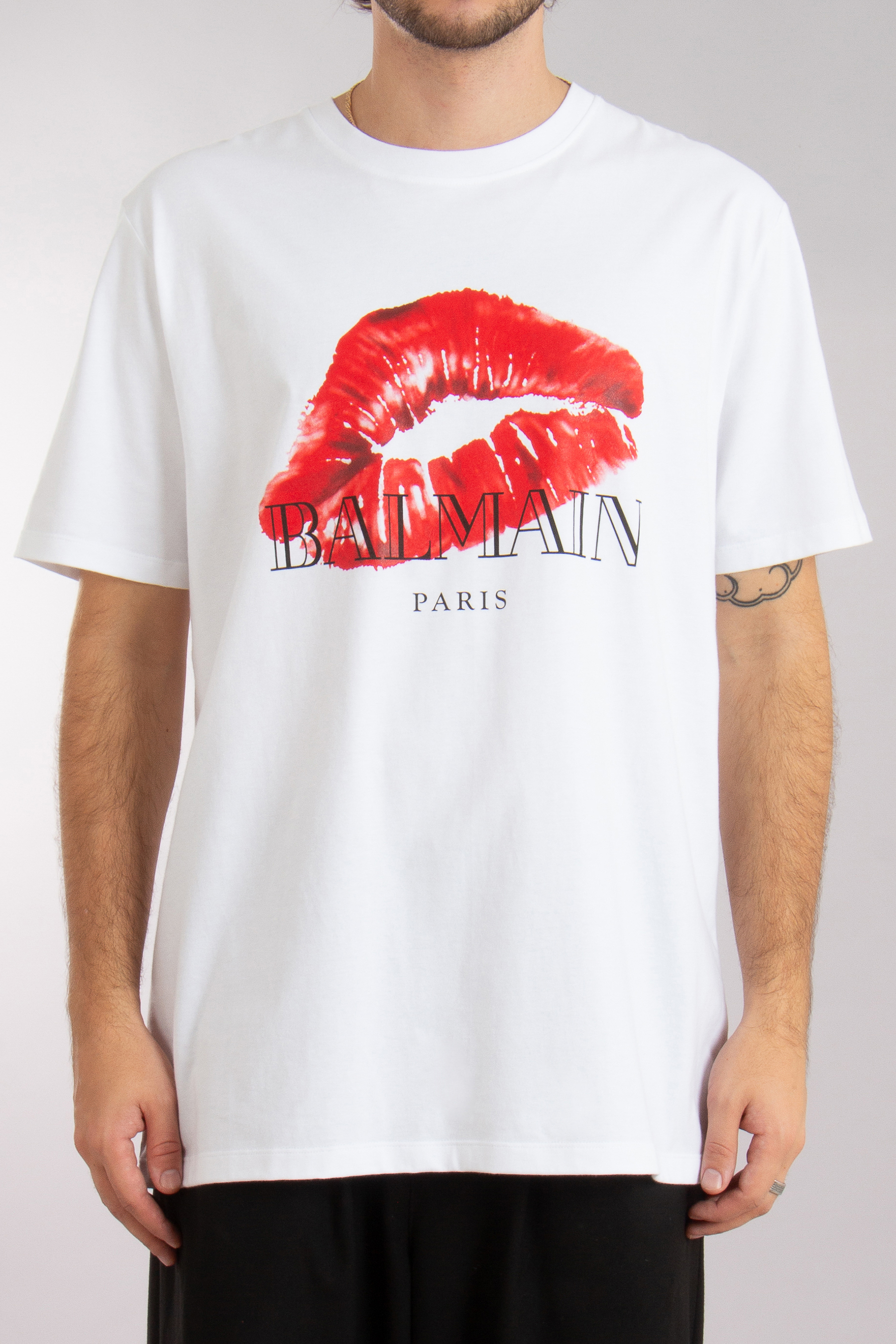 BALMAIN Kiss Print Organic Cotton Jersey T-Shirt