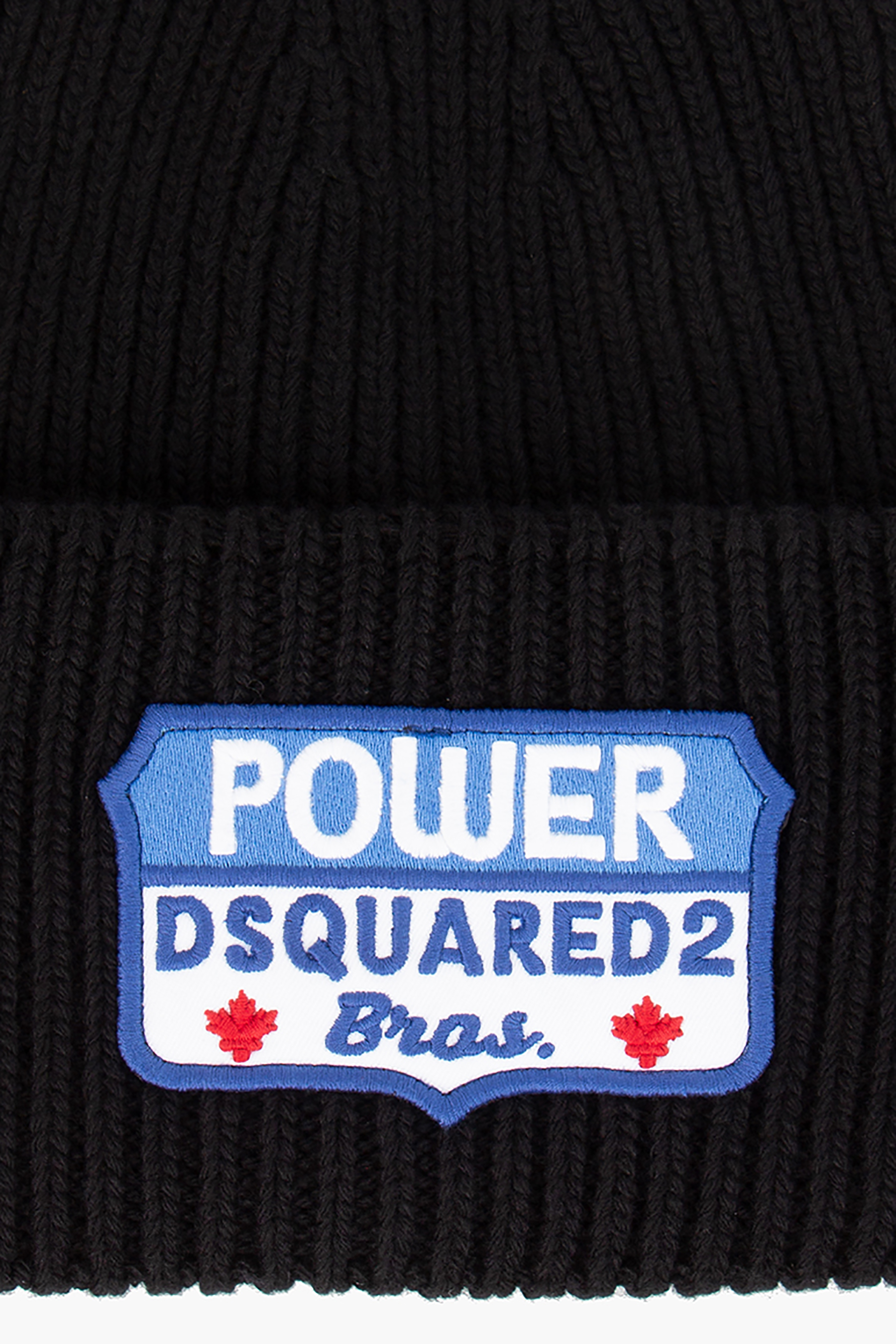 DSQUARED2 Patch Ribbed Wool Beanie