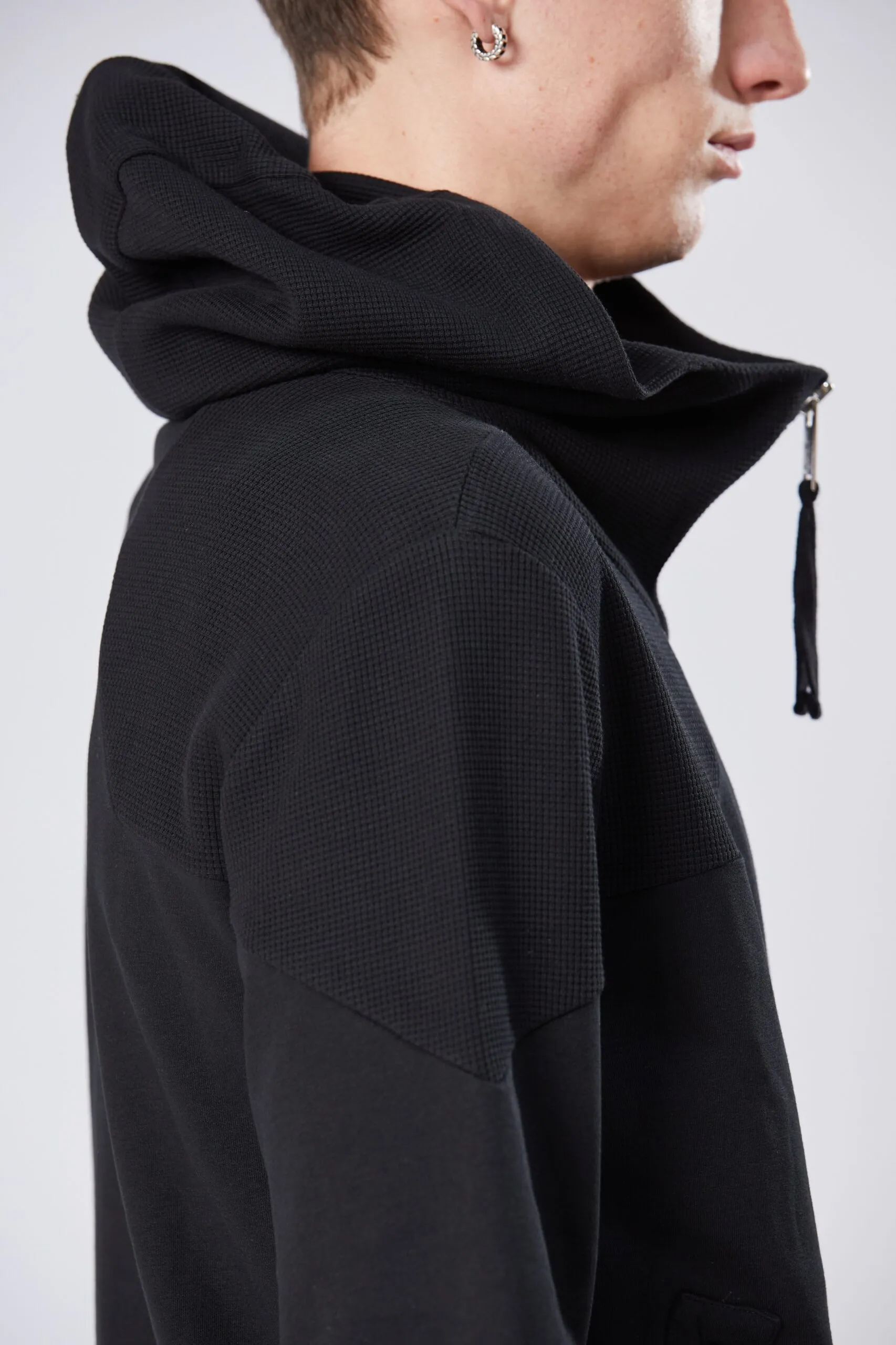 THOM KROM Hooded Cotton Stretch Zip Hoodie