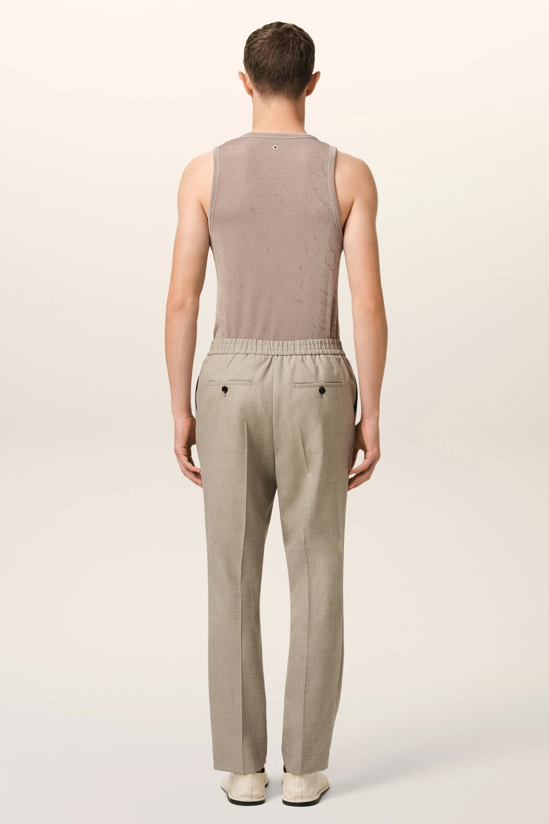 AMI PARIS Straight Leg Virgin Wool Canvas Pants