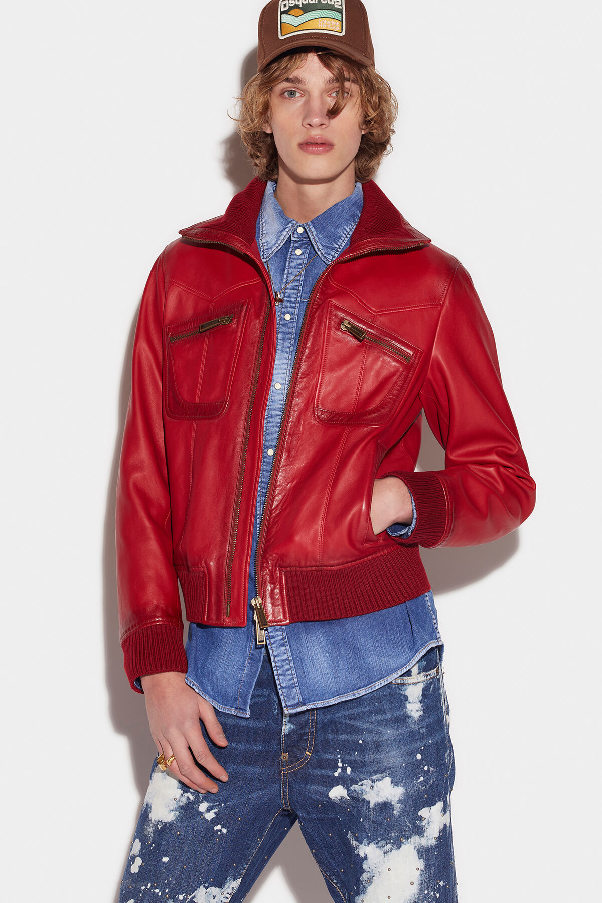 DSQUARED2 New Aviator Leather Bomber 