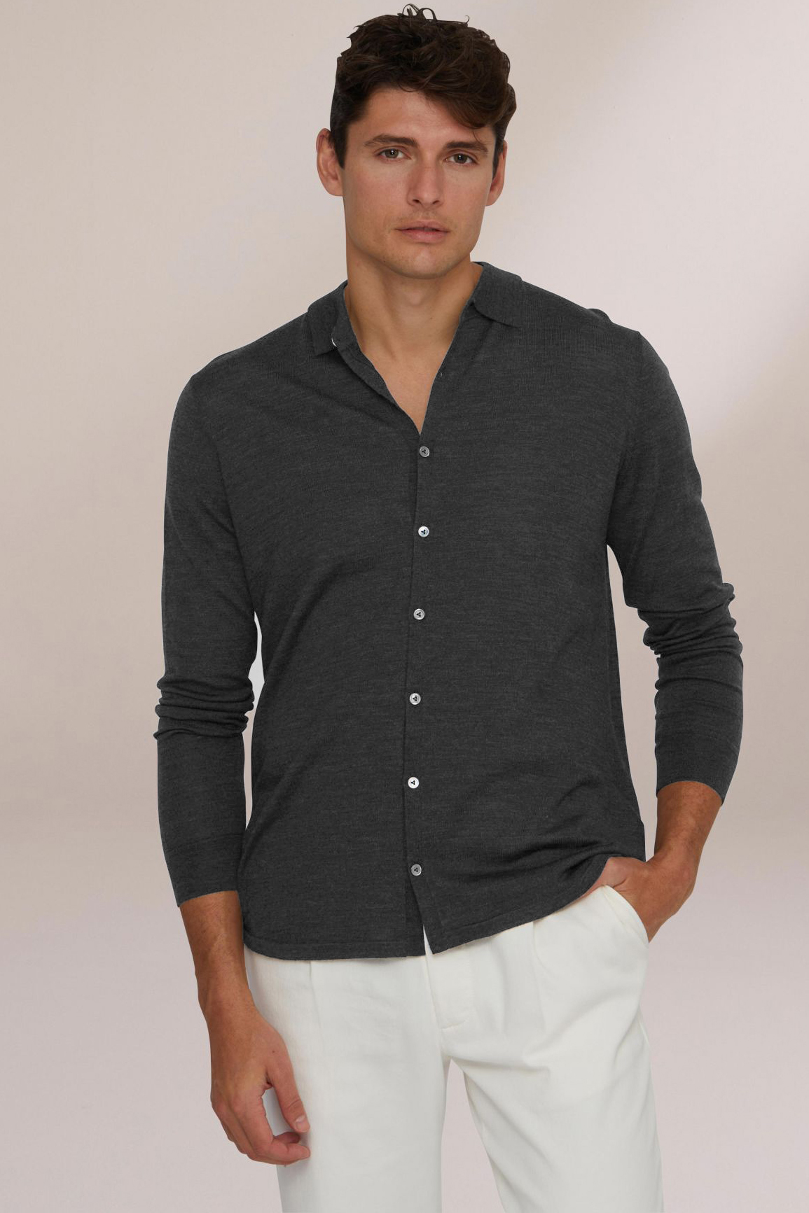 VAN LAACK Fine Knit Virgin Wool Shirt Msafino