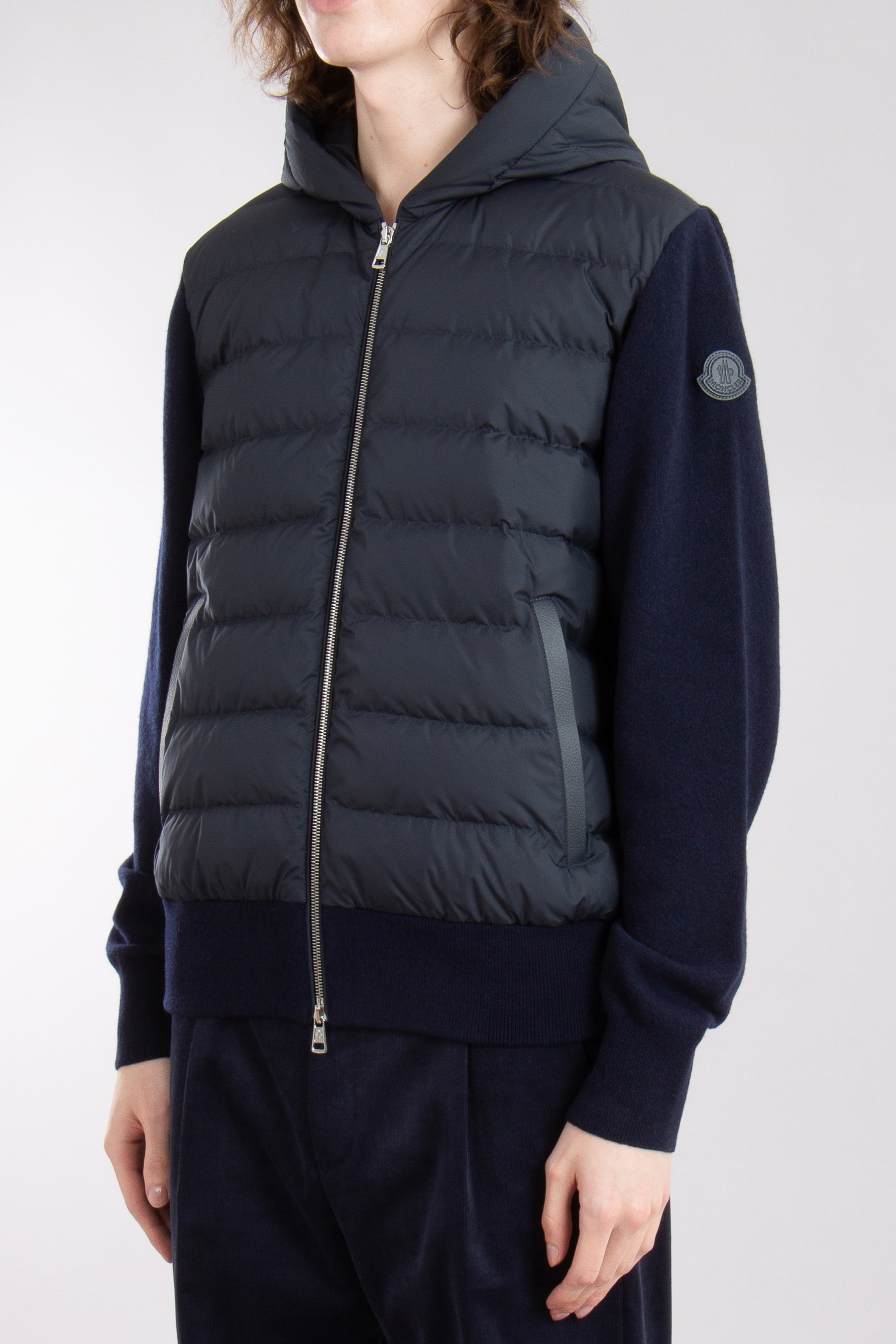 MONCLER Hooded Down Padded Virgin Wool-Cashmere Blend Cardigan