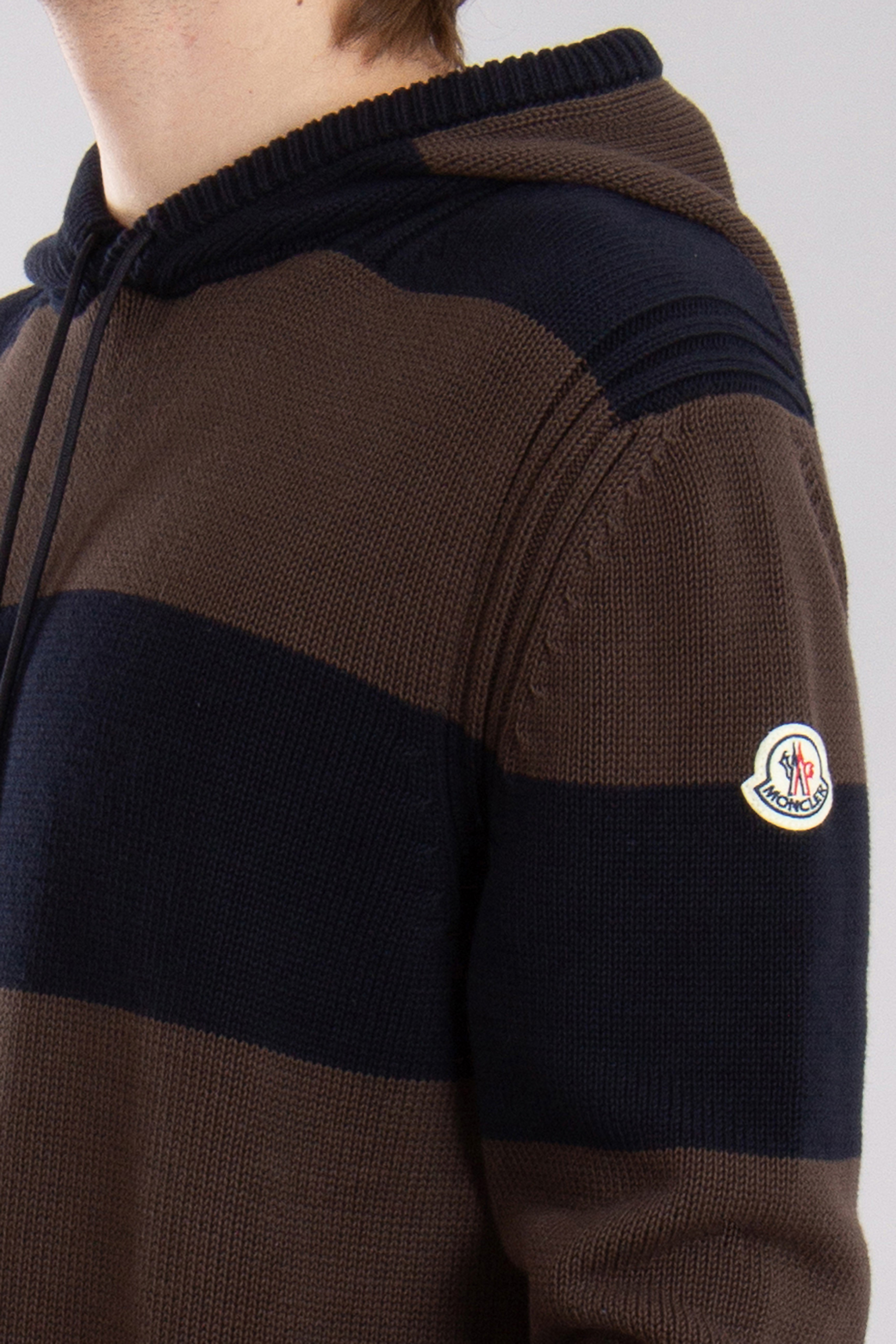 MONCLER Striped Cotton Knit Hoodie