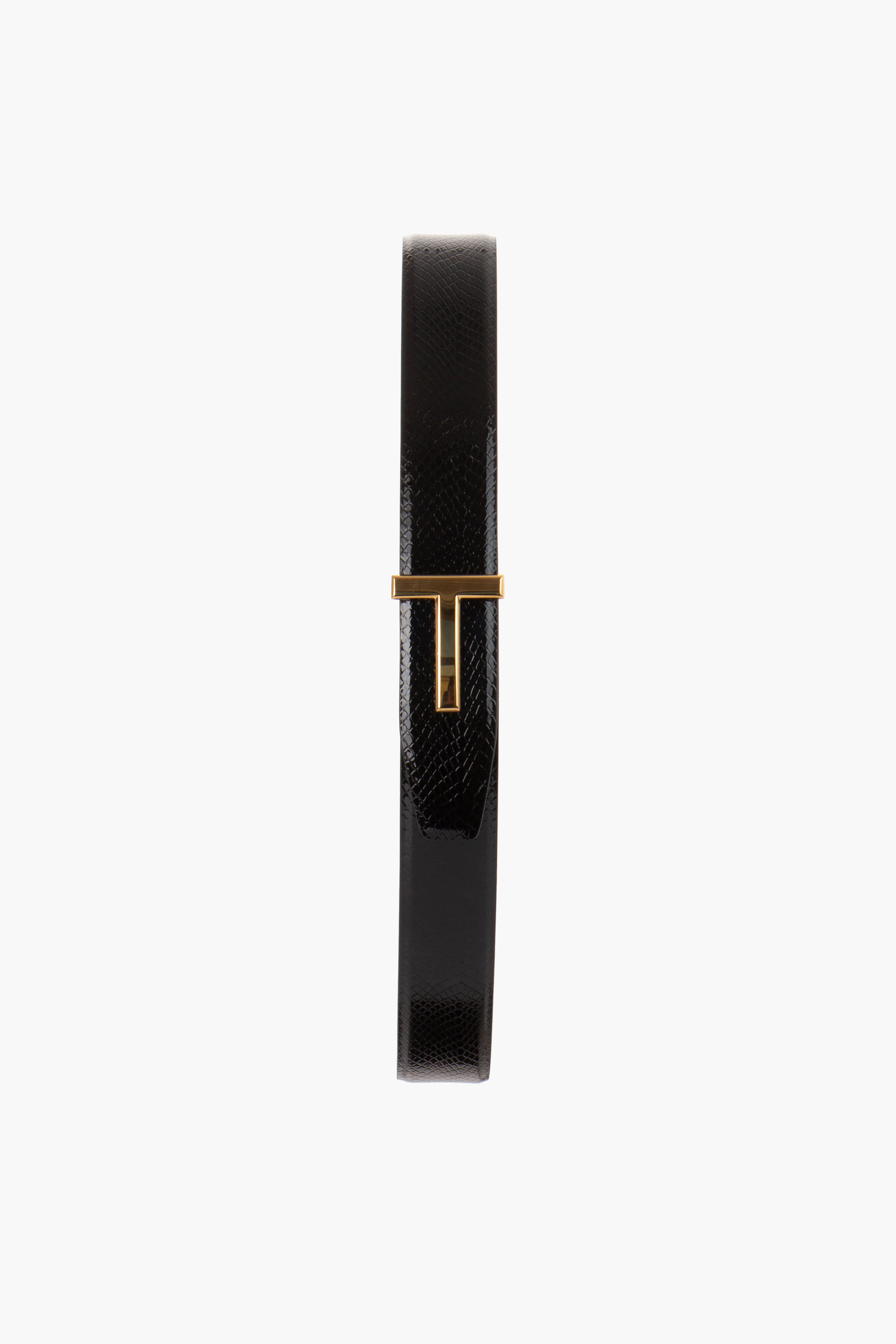 TOM FORD Snakeskin Embossed Leather T Icon Belt