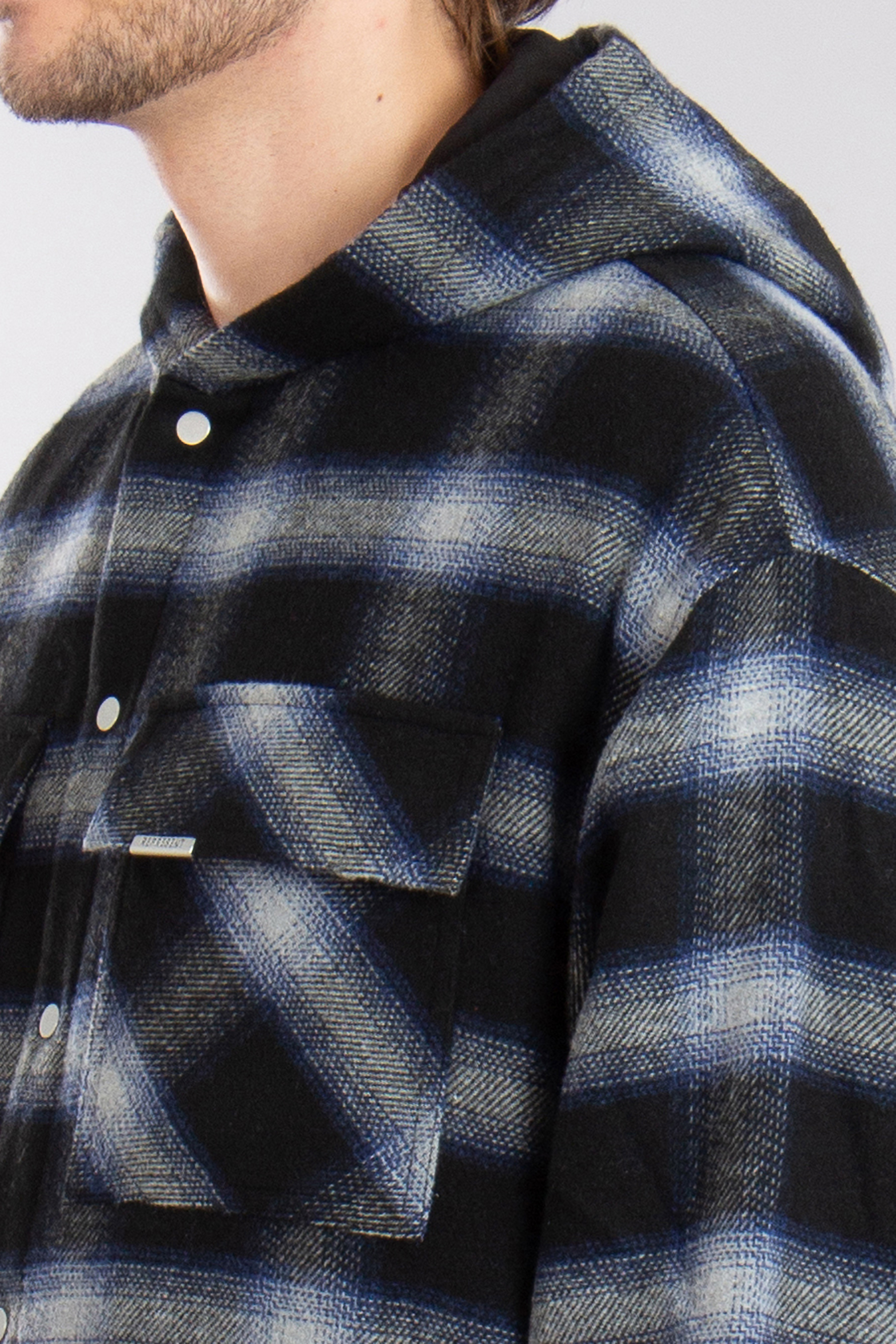 REPRESENT Hooded Checked Flannel Overshirt