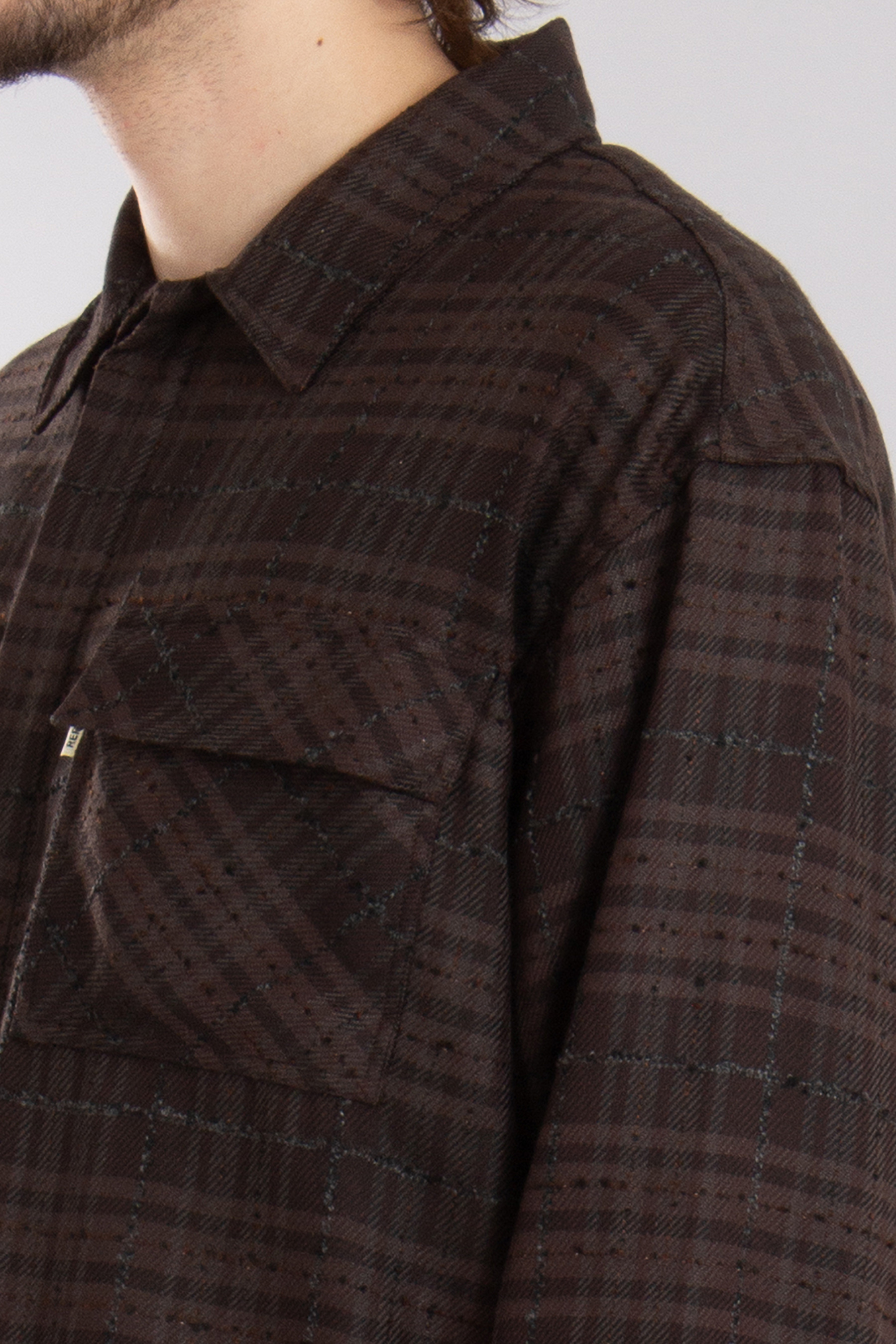 REPRESENT Oversized REP Embroidery Checked Cotton Blend Flannel