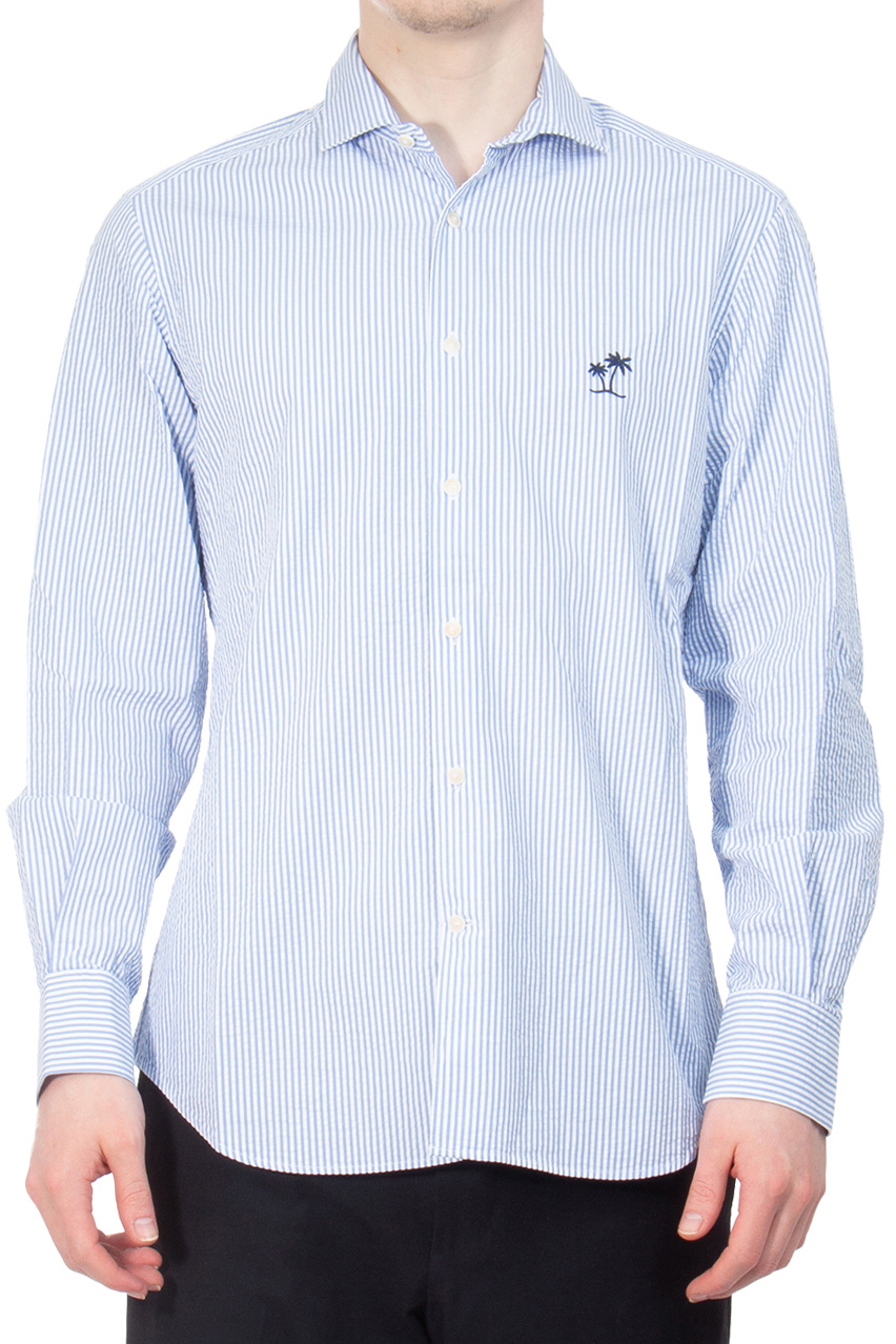 MC 2 SAINT BARTH Striped Seersucker Cotton Shirt 