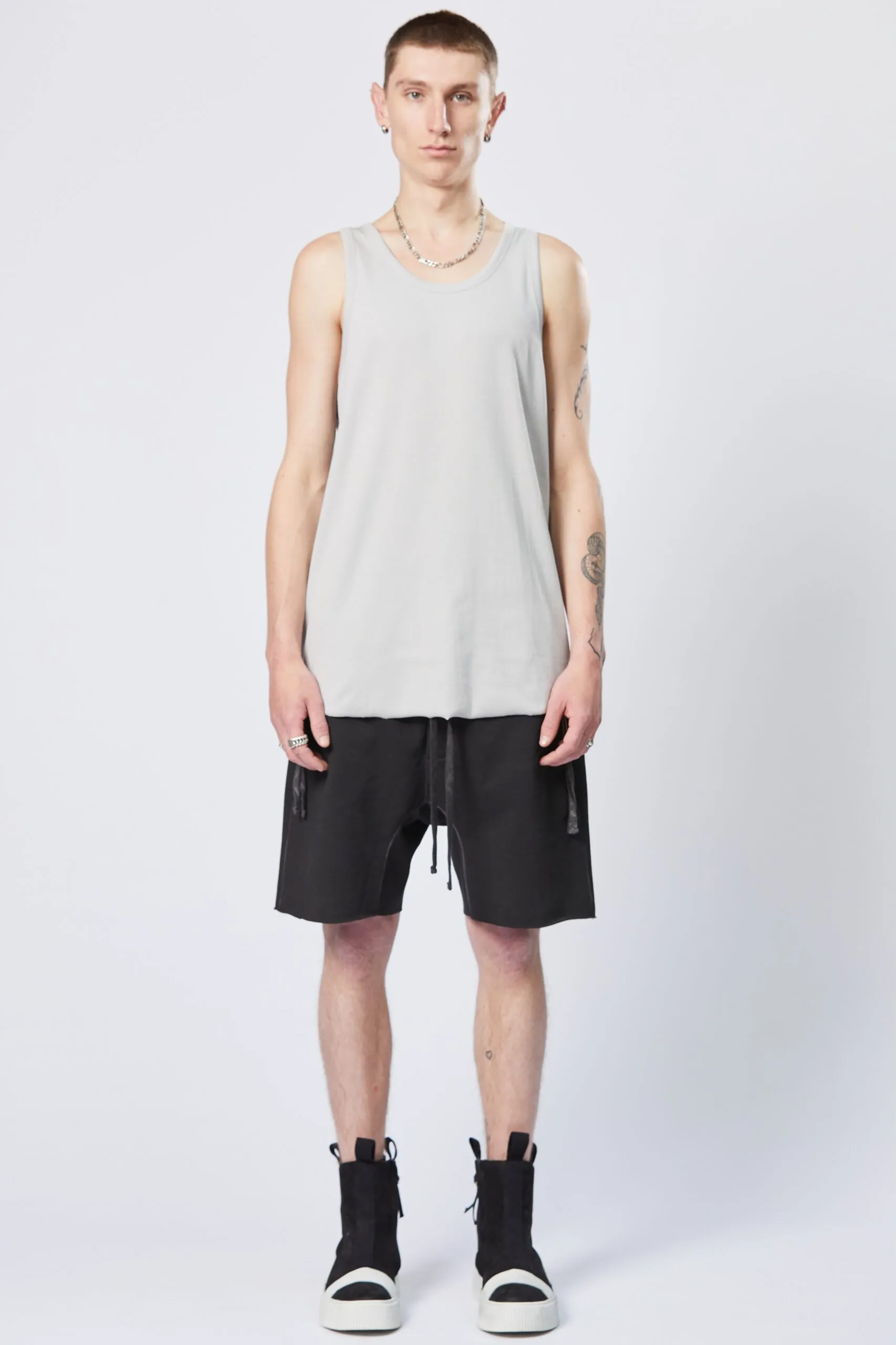 THOM KROM Fine Rib Cotton Stretch Tank Top