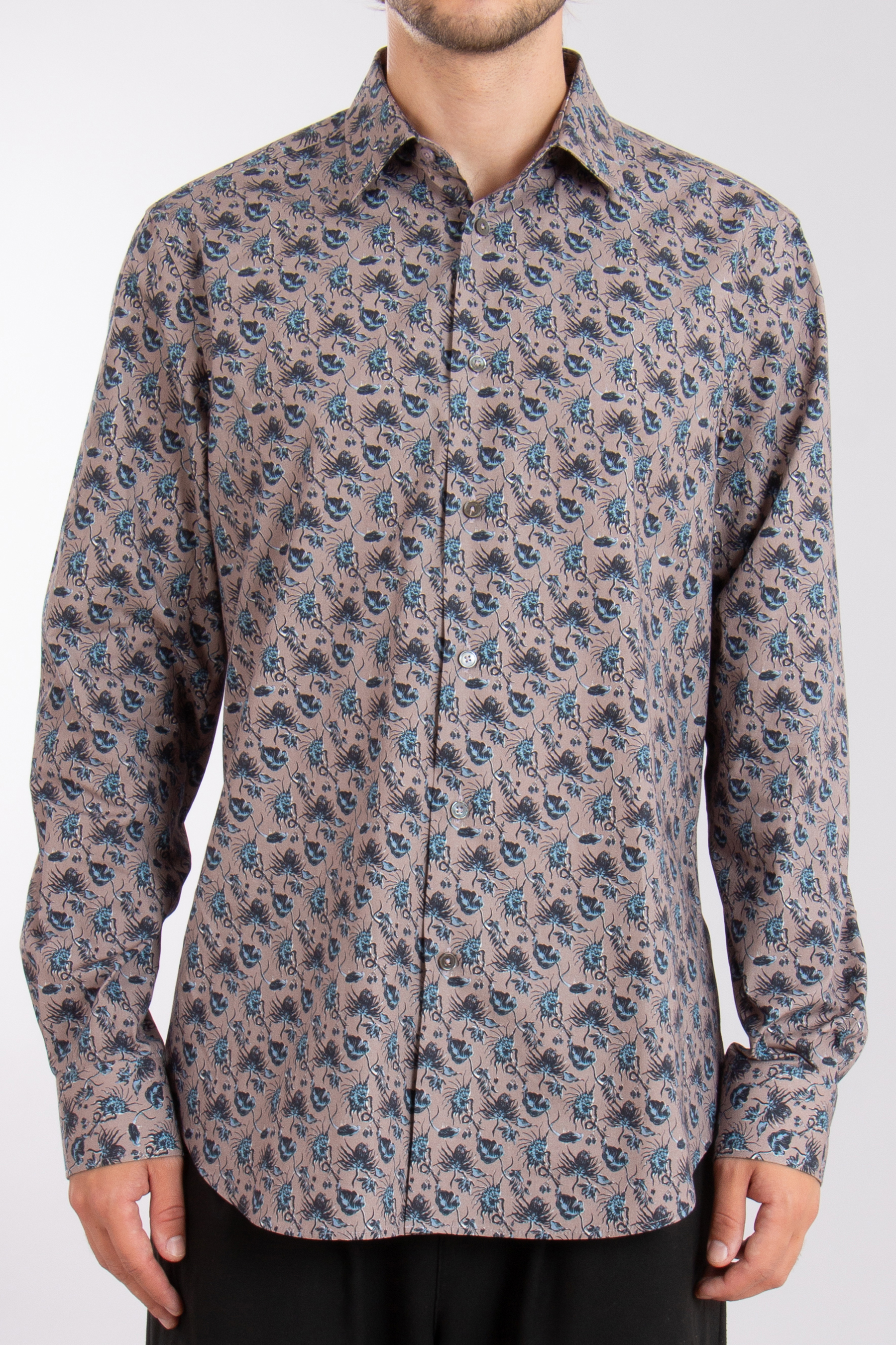 PAUL SMITH Tailored Fit Flower Print Organic Cotton Shirt