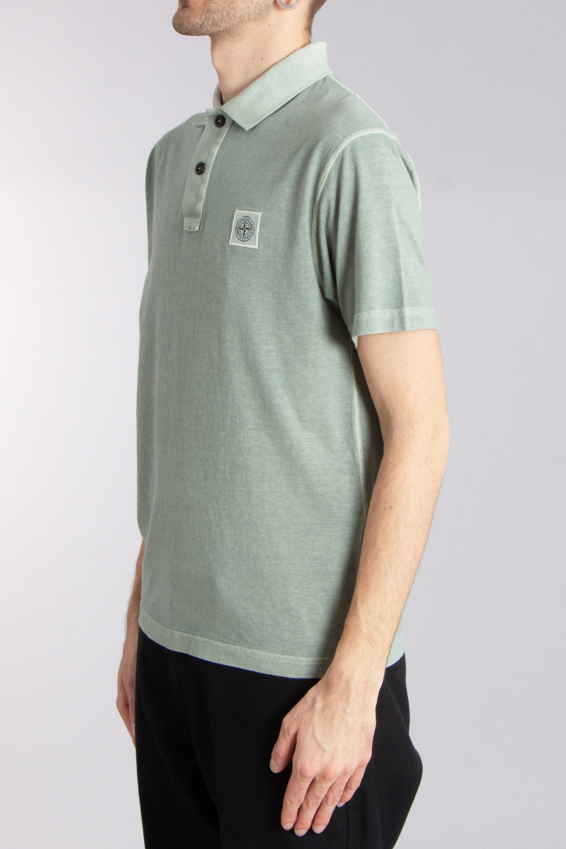 STONE ISLAND Fissato Effect Organic Cotton Jersey Polo Shirt 