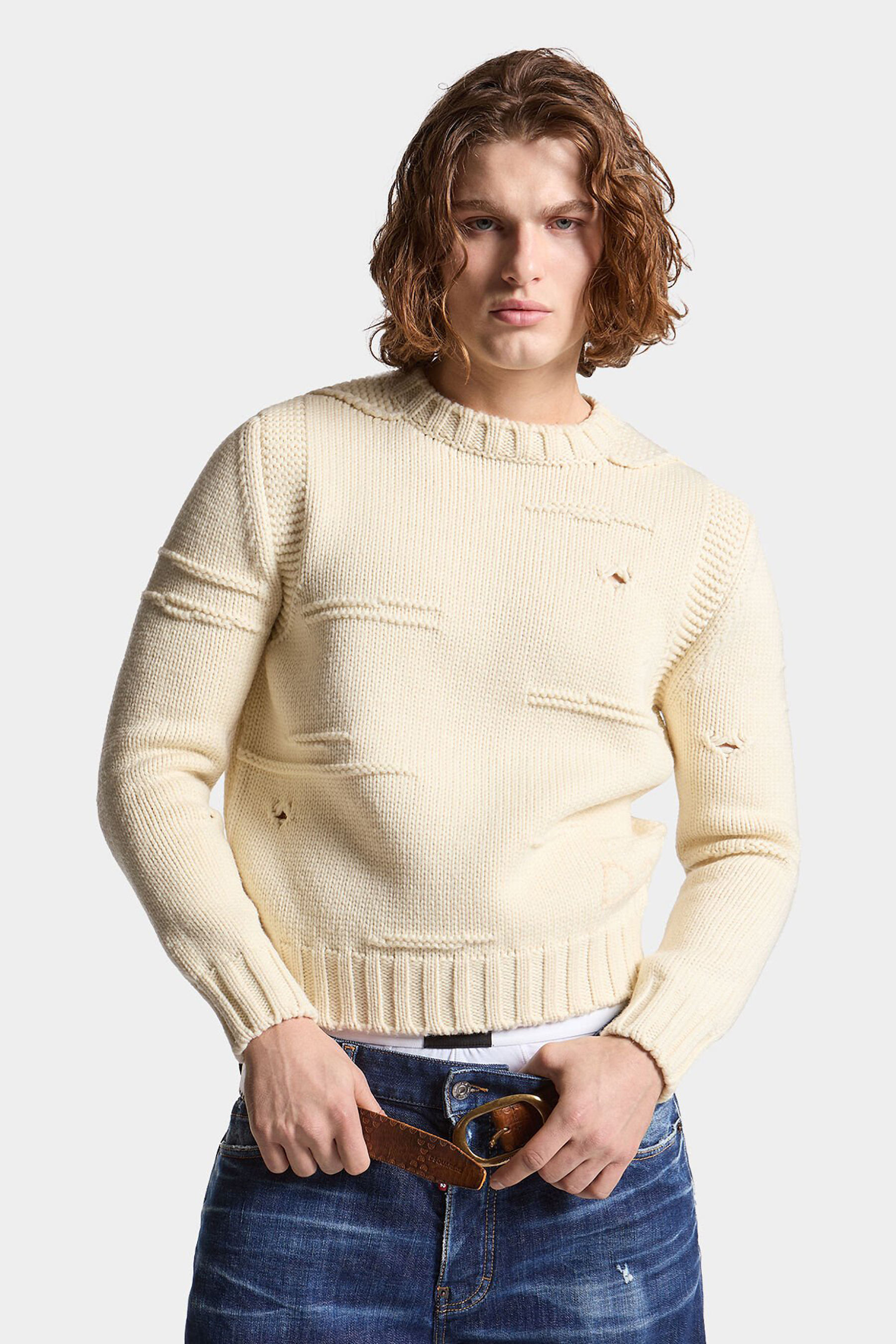 DSQUARED2 Structured Wool Knit Sweater