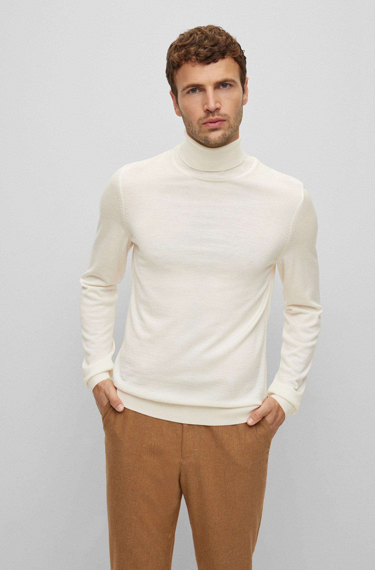 BOSS Virgin Wool Turtleneck Sweater Musso