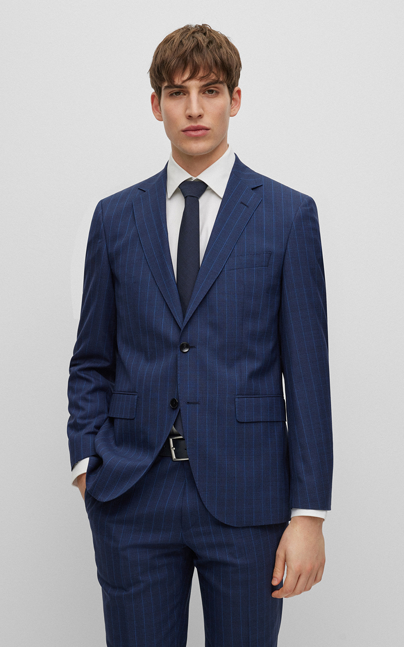 BOSS Regular Fit Striped Virgin Wool Suit H-Jeckson 