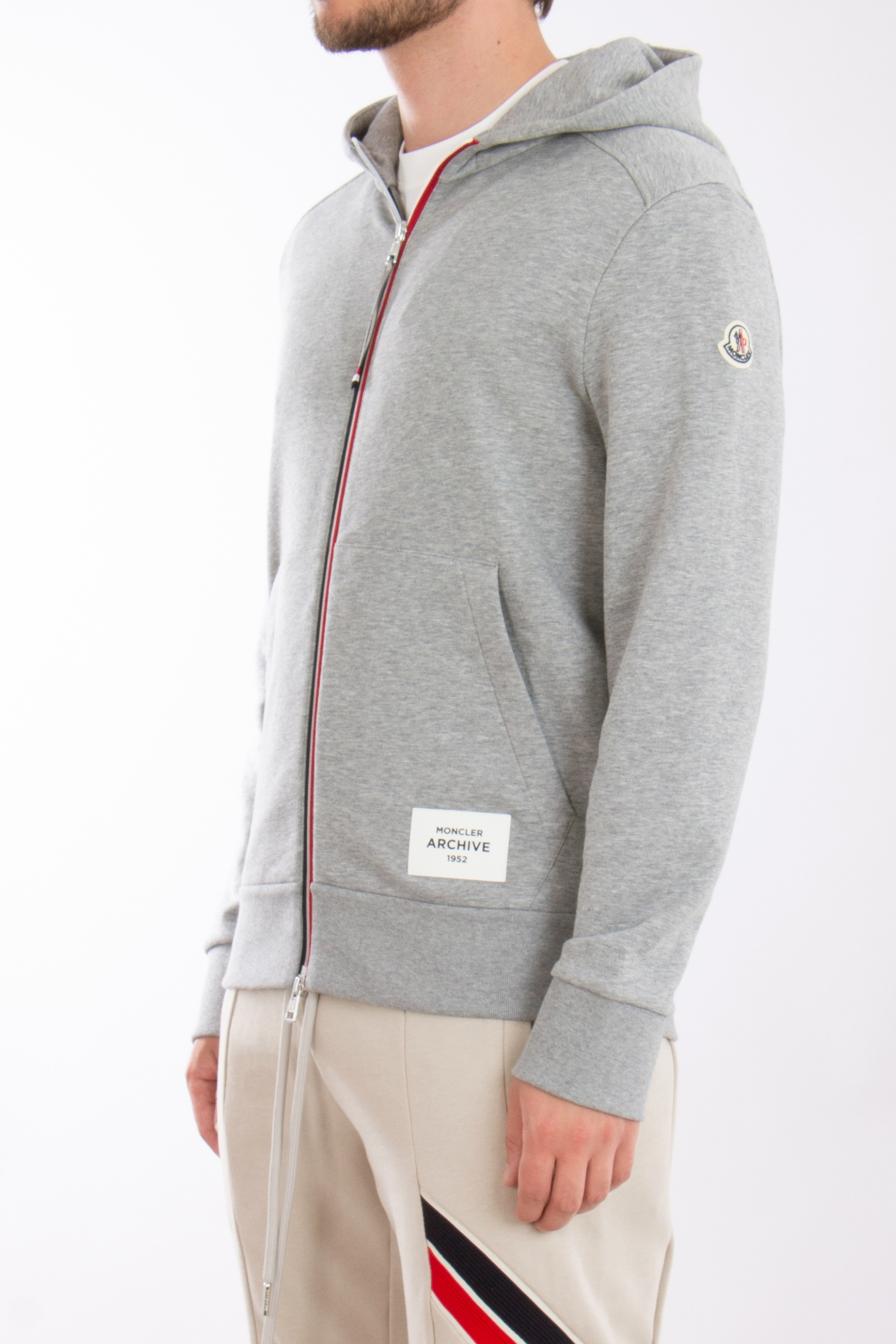 MONCLER Cotton Blend Fleece Zip Hoodie