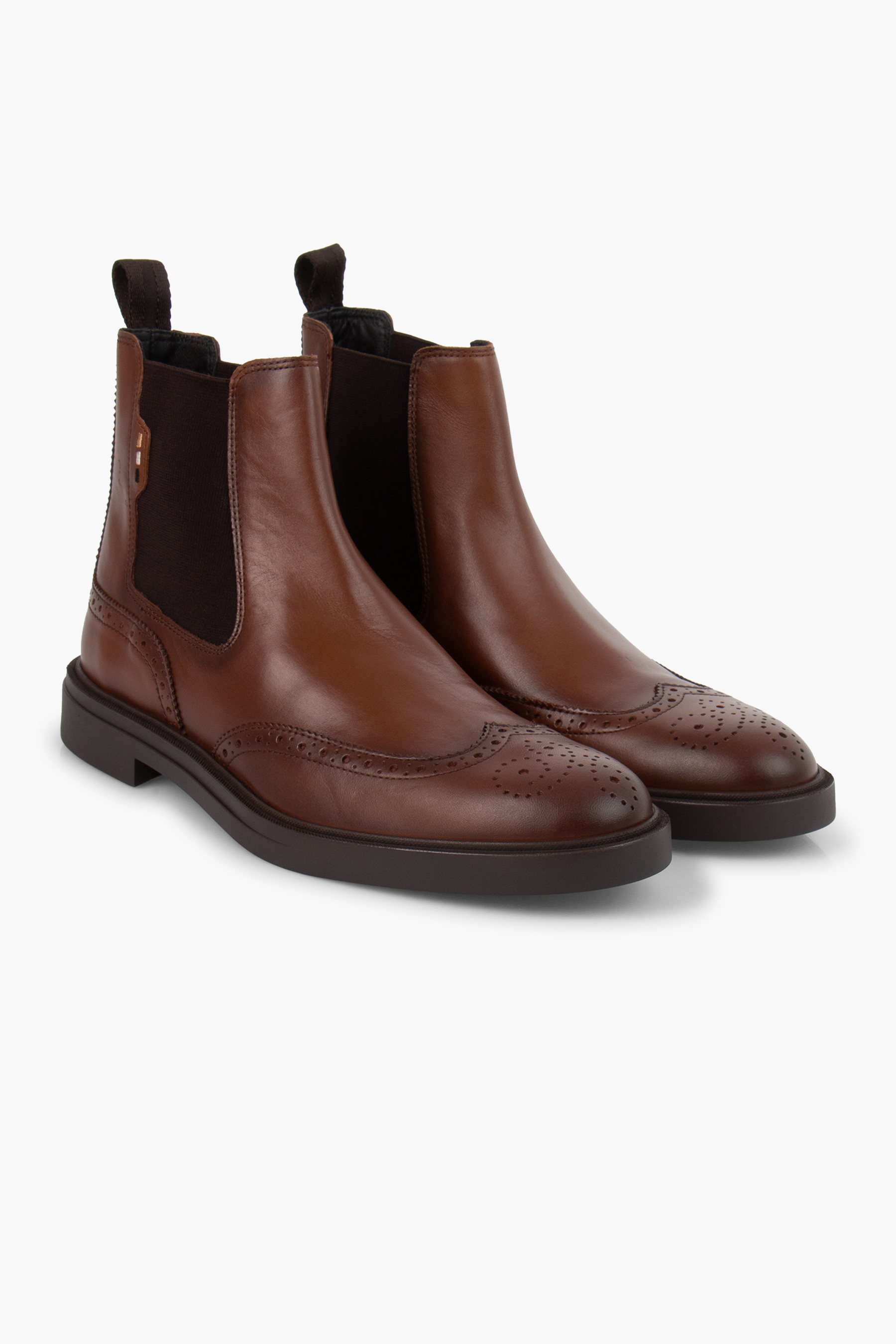 BOSS Brogue Leather Chelsea Boots Calev