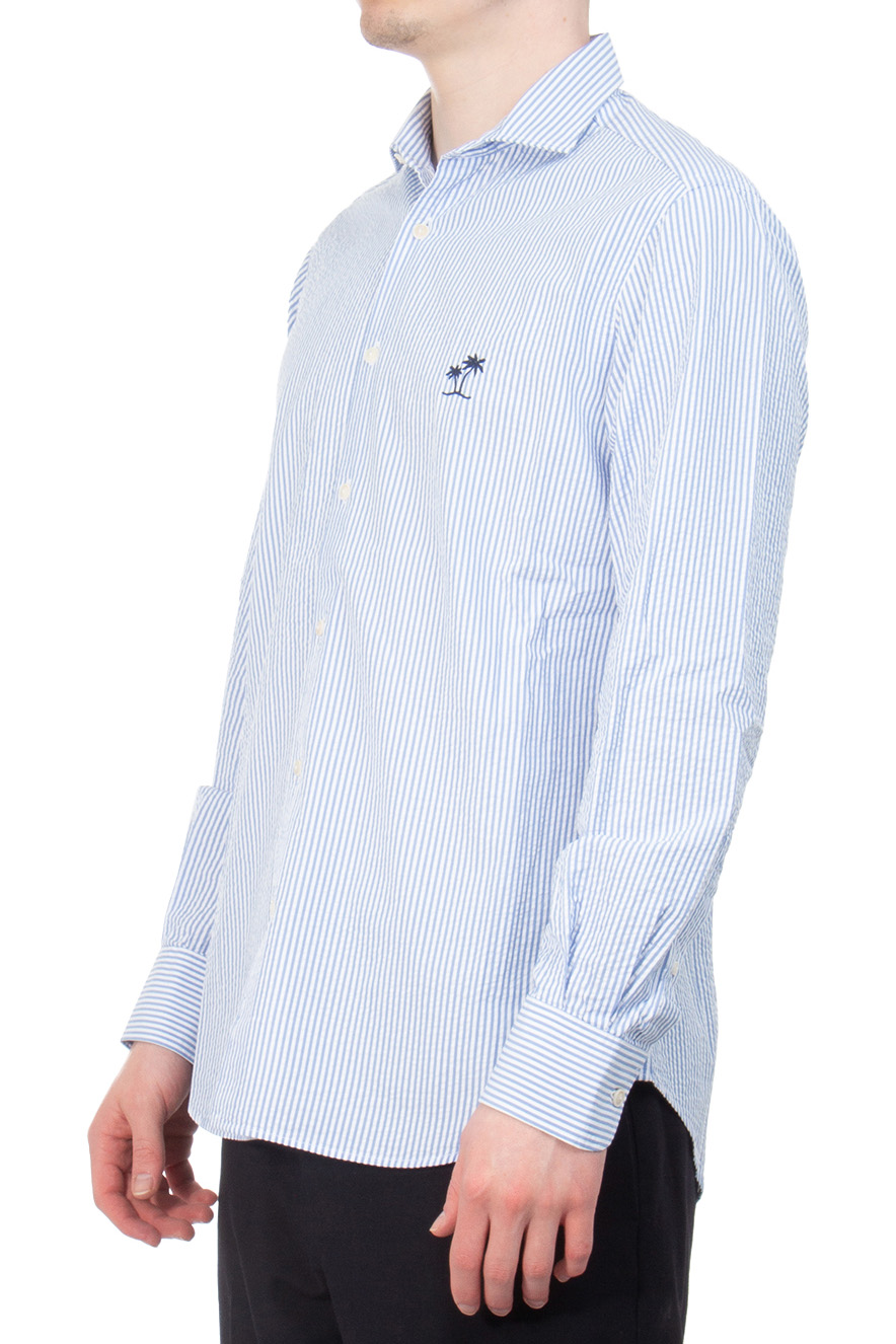 MC 2 SAINT BARTH Striped Seersucker Cotton Shirt 