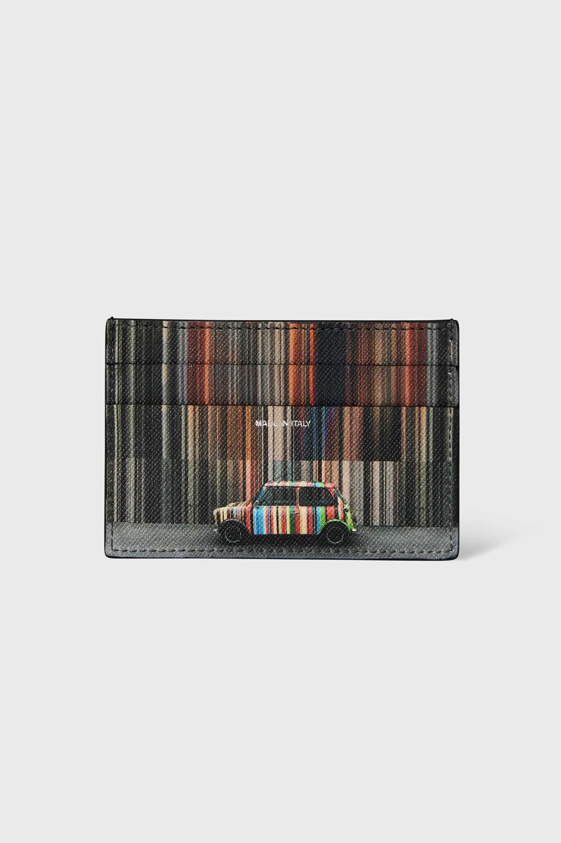 PAUL SMITH 'Mini Stripe' Print Leather Card Holder