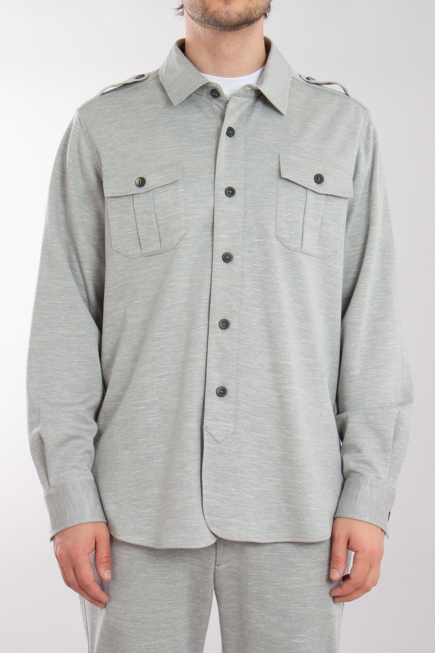 SEASE Virgin Wool-Silk-Linen Blend Overshirt Felpa Generale