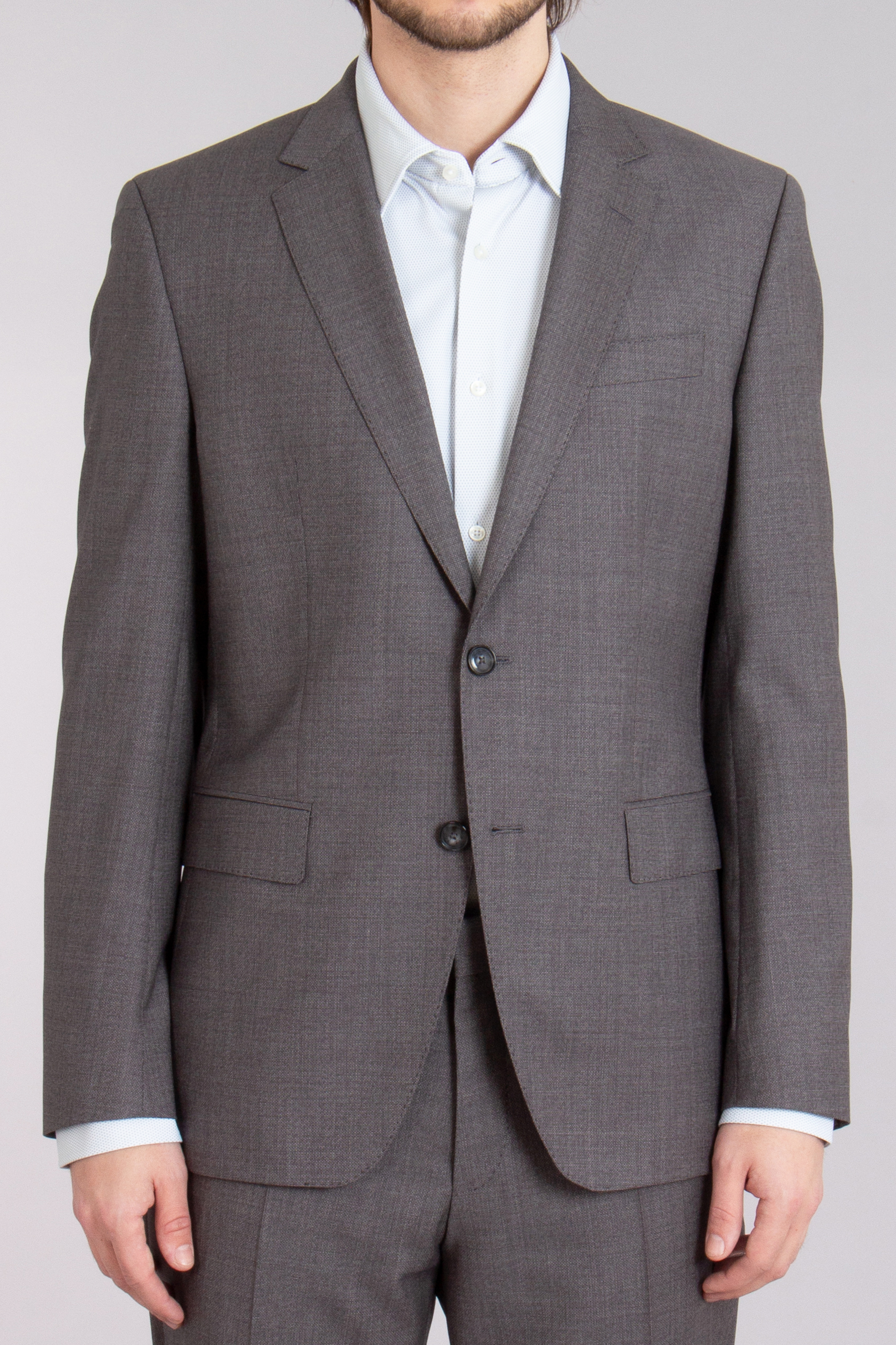 BOSS Slim Fit Micro-Patterned Bi-Stretch Virgin Wool Suit H-Huge