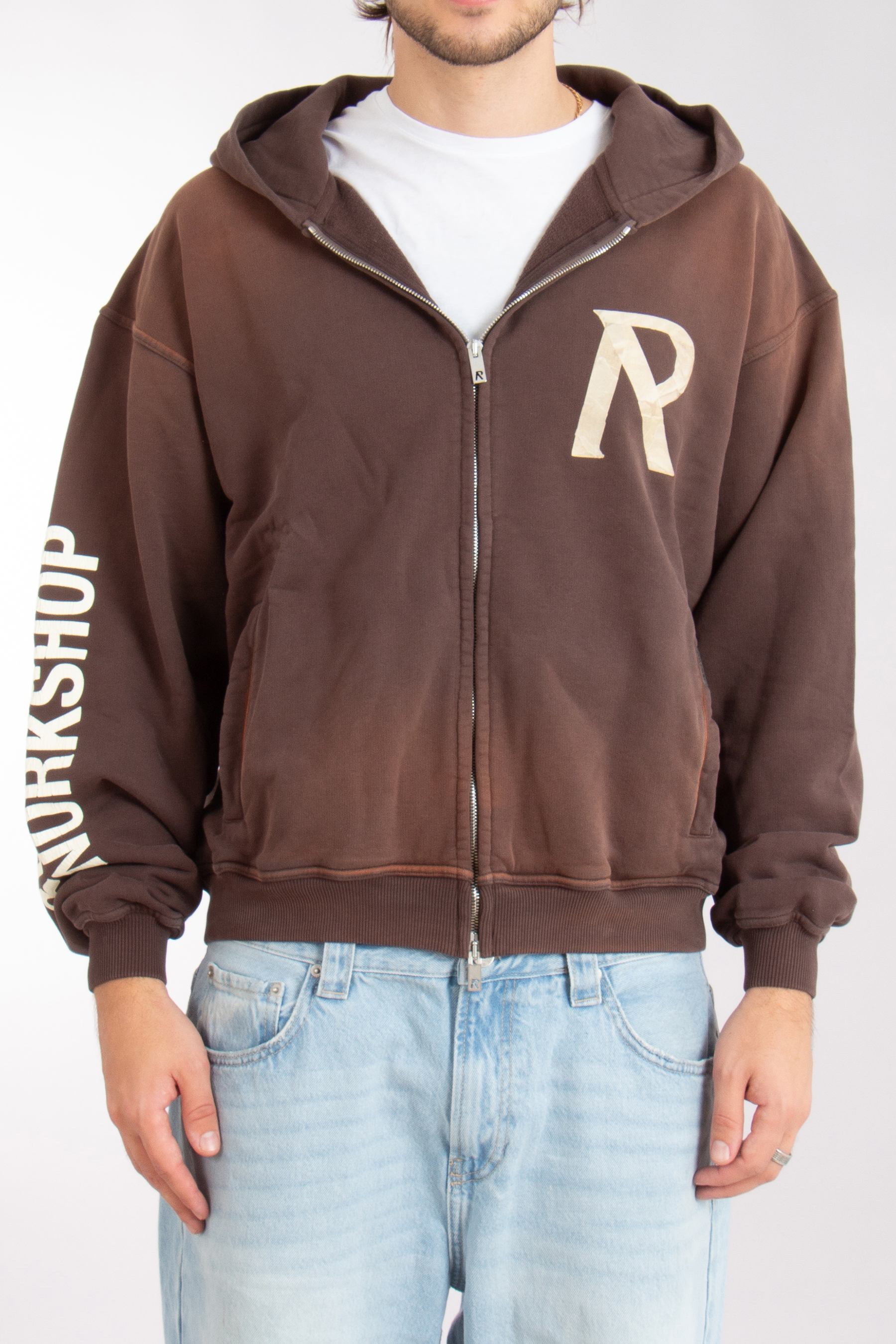 REPRESENT Masking Tape Initial Print Cotton Zip Hoodie