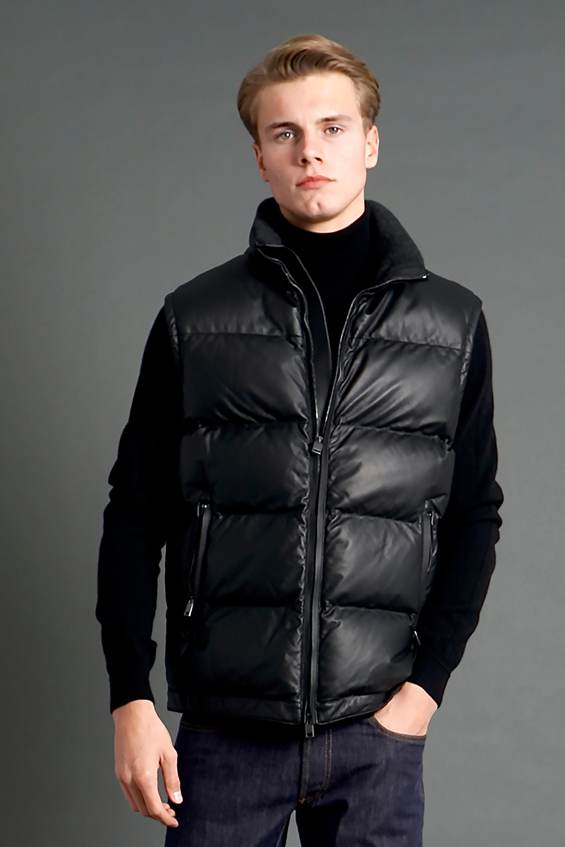 BRIONI Leather Puffer Vest