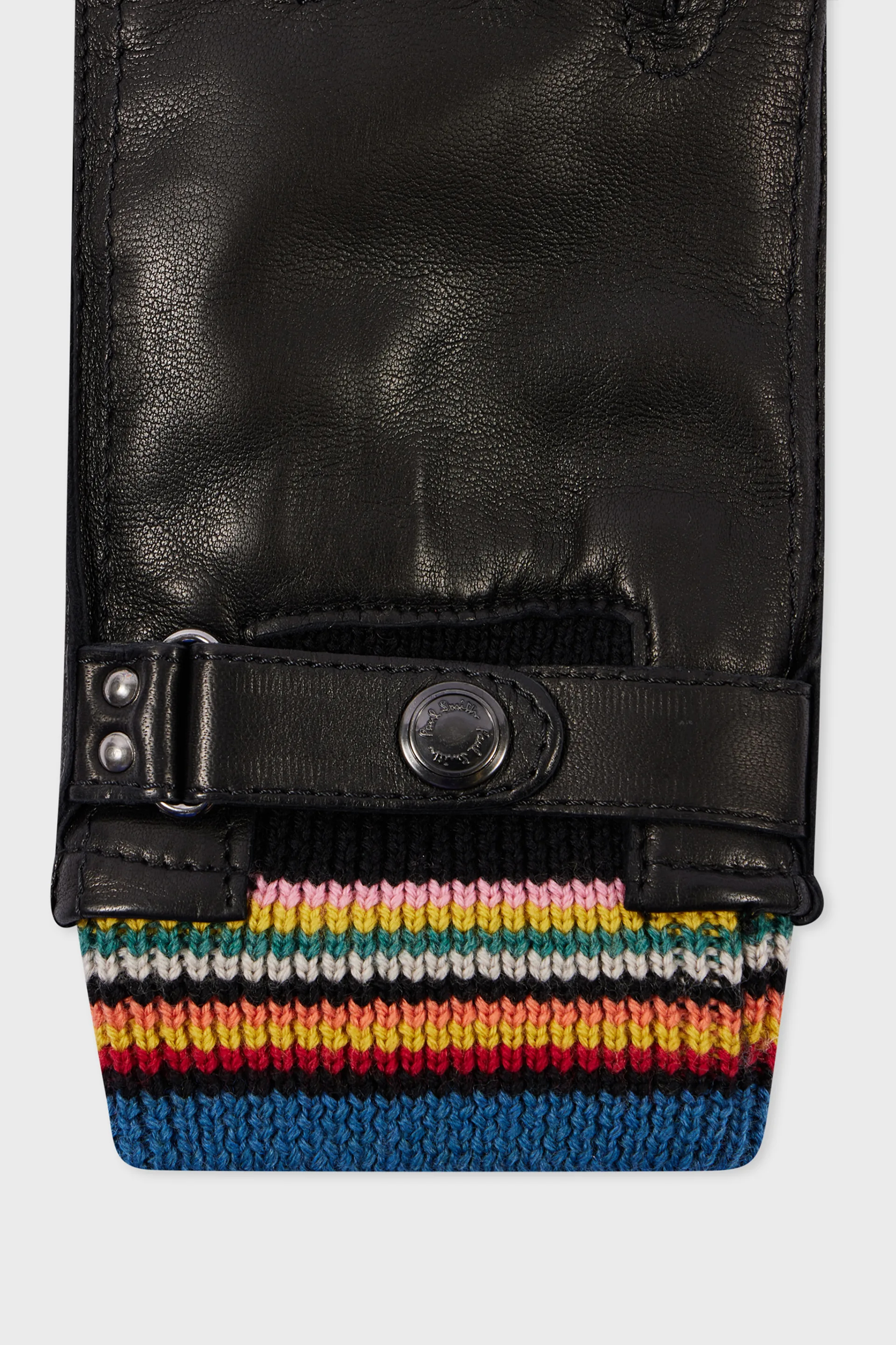 PAUL SMITH 'Signature Stripe' Cuff Lambskin Leather Gloves