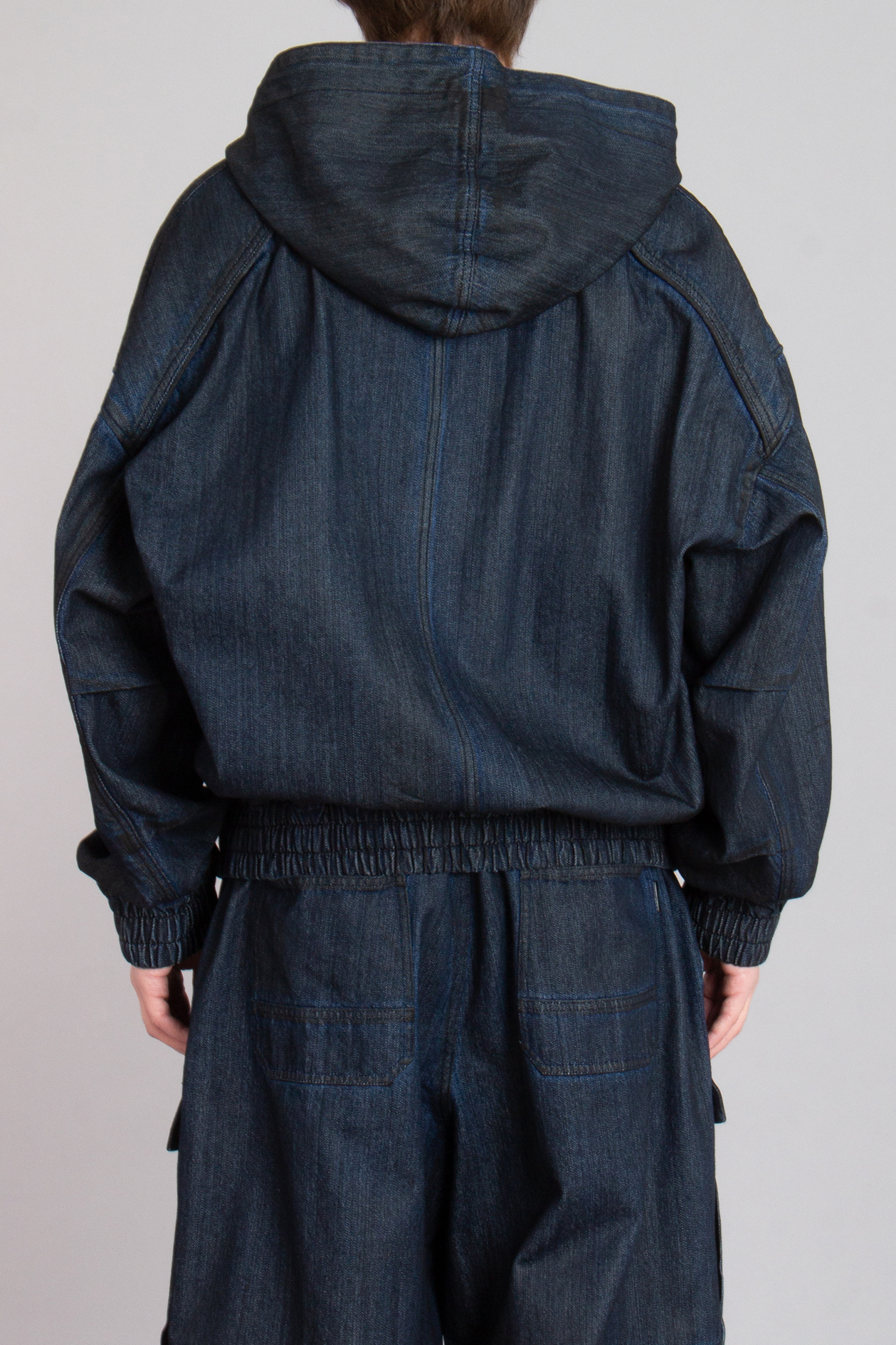 JUUN.J Oversized Cotton Denim Zip-Up Hoodie