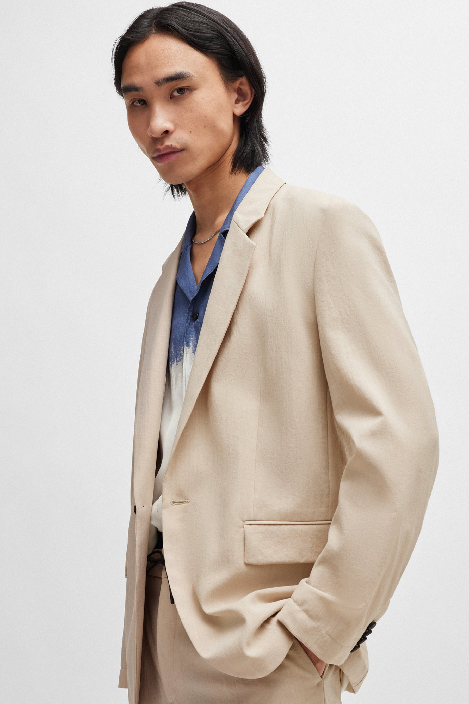 HUGO Modern-Fit Linen Optic Jacket Kris