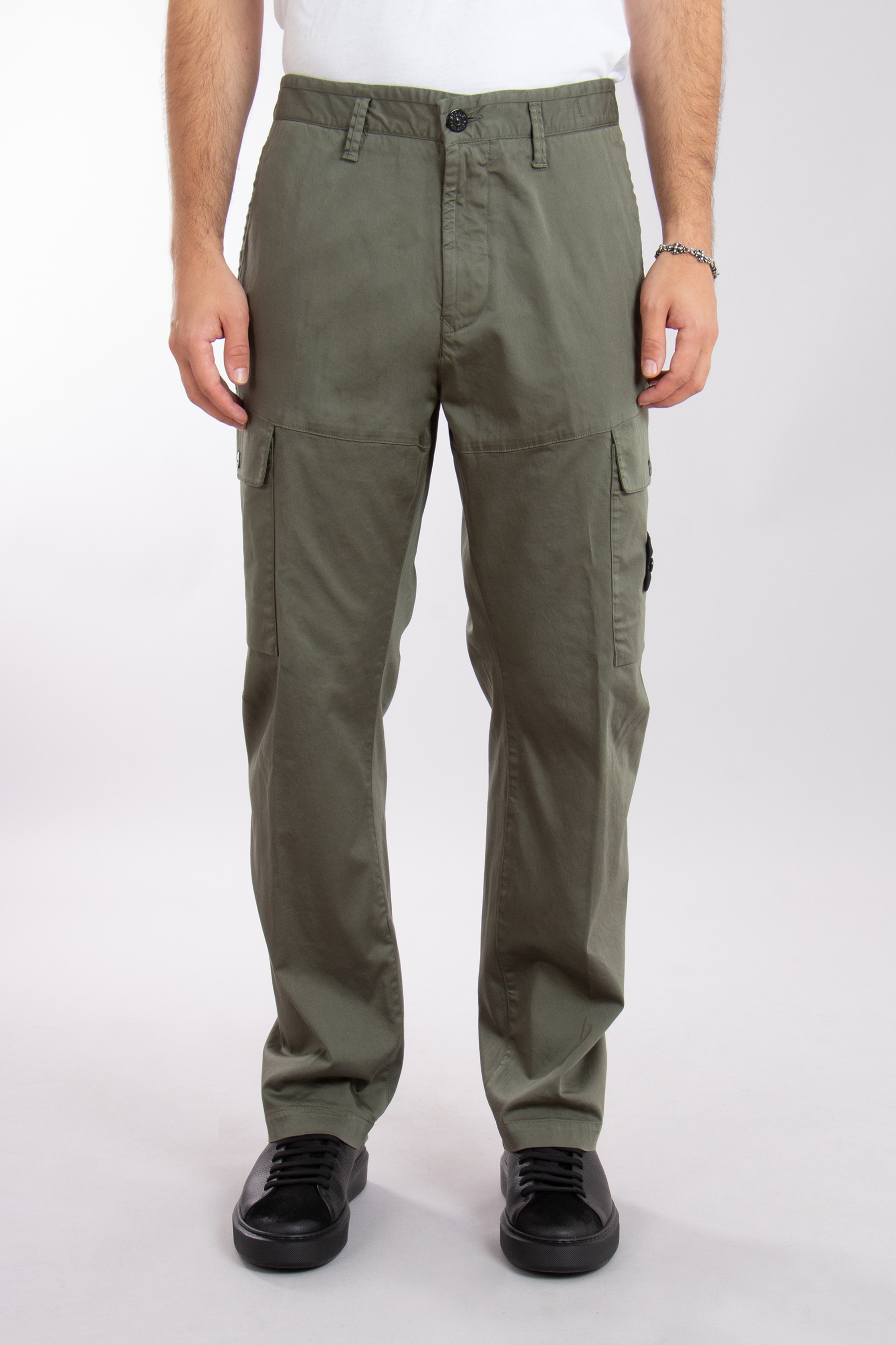 STONE ISLAND Organic Cotton Satin Stretch Cargo Pants