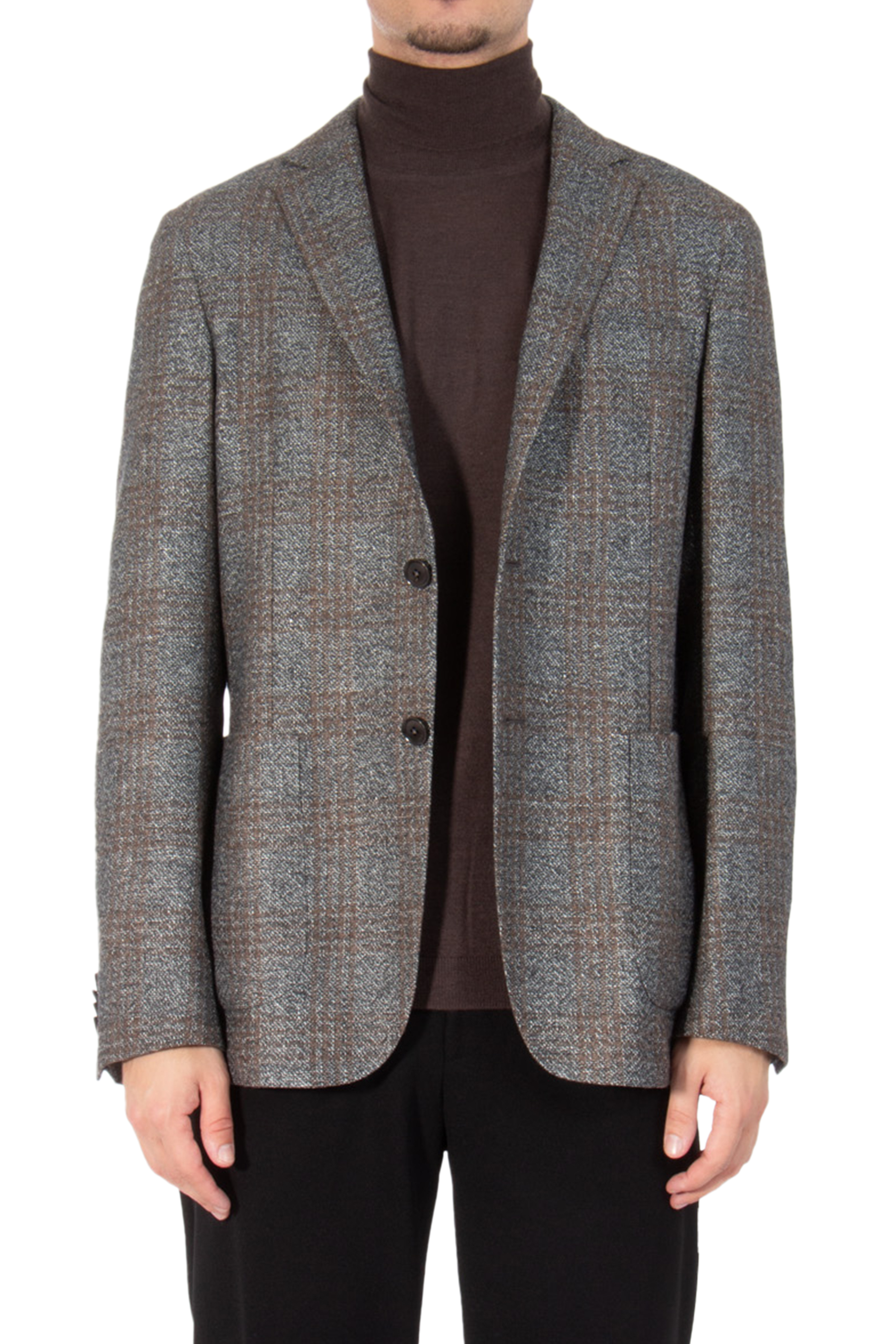 ZEGNA Checked Wool Linen & Cashmere Blend Jacket