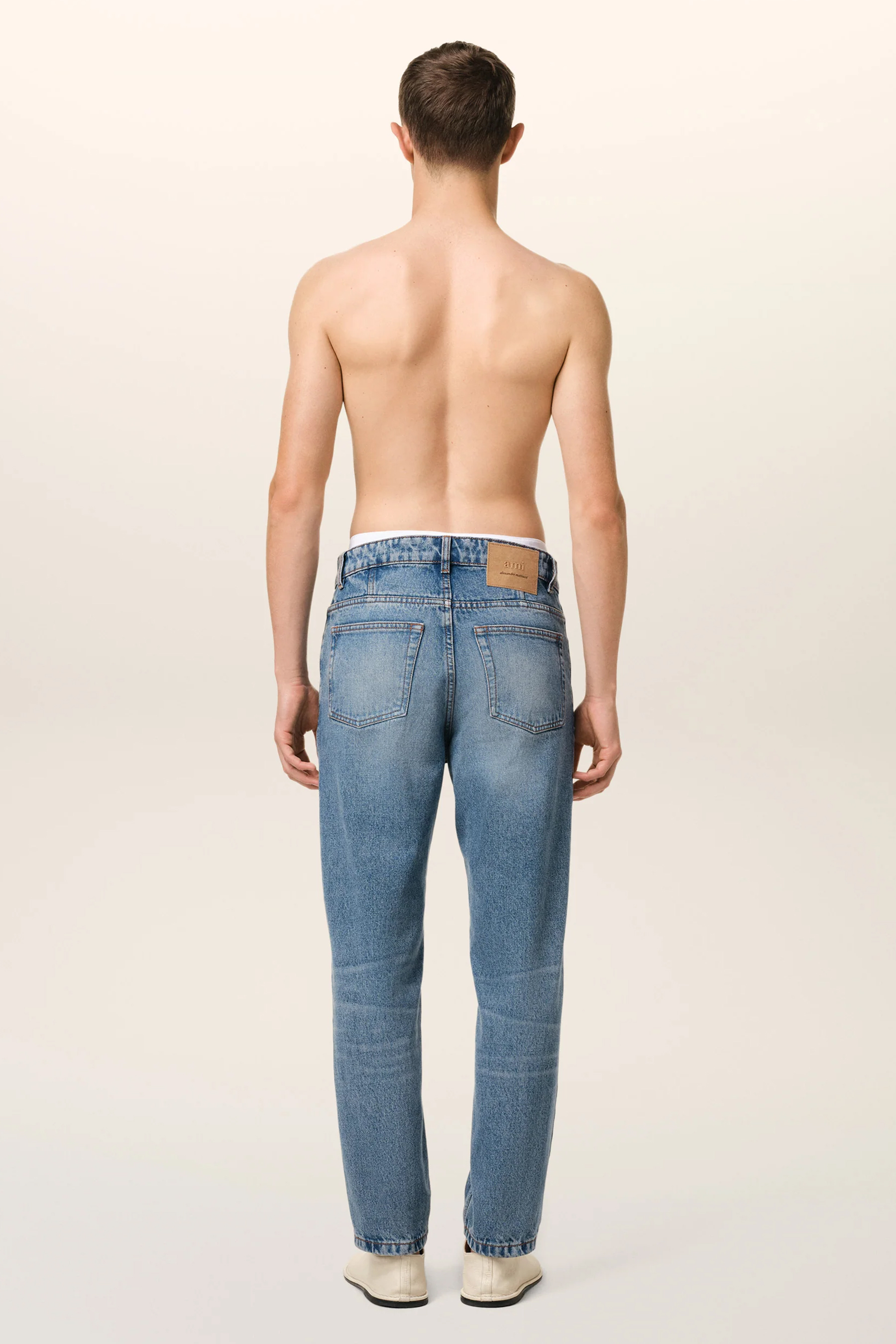 AMI PARIS Tapered Fit Cotton Denim Jeans