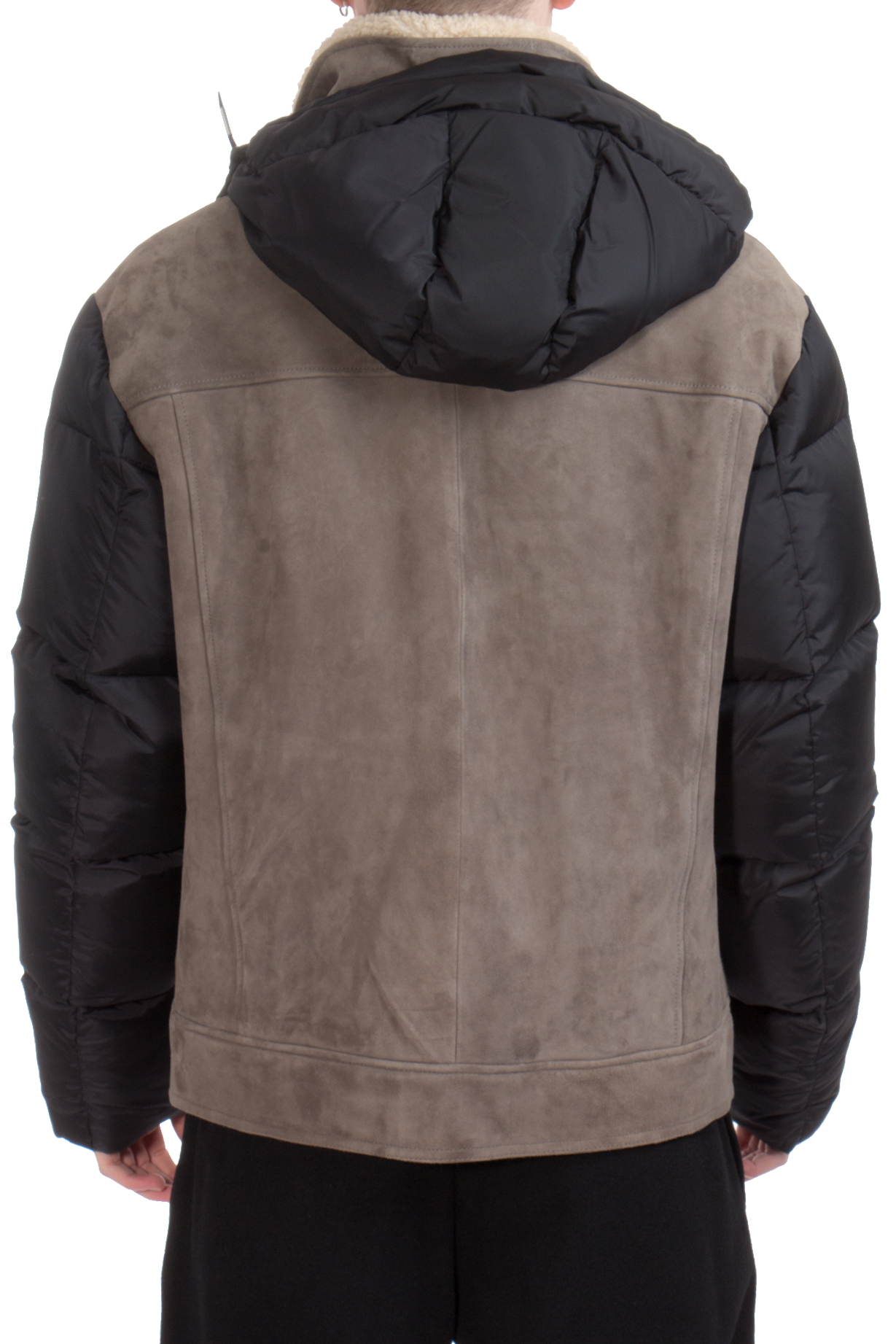 EMPORIO ARMANI Hooded Suede Down Jacket