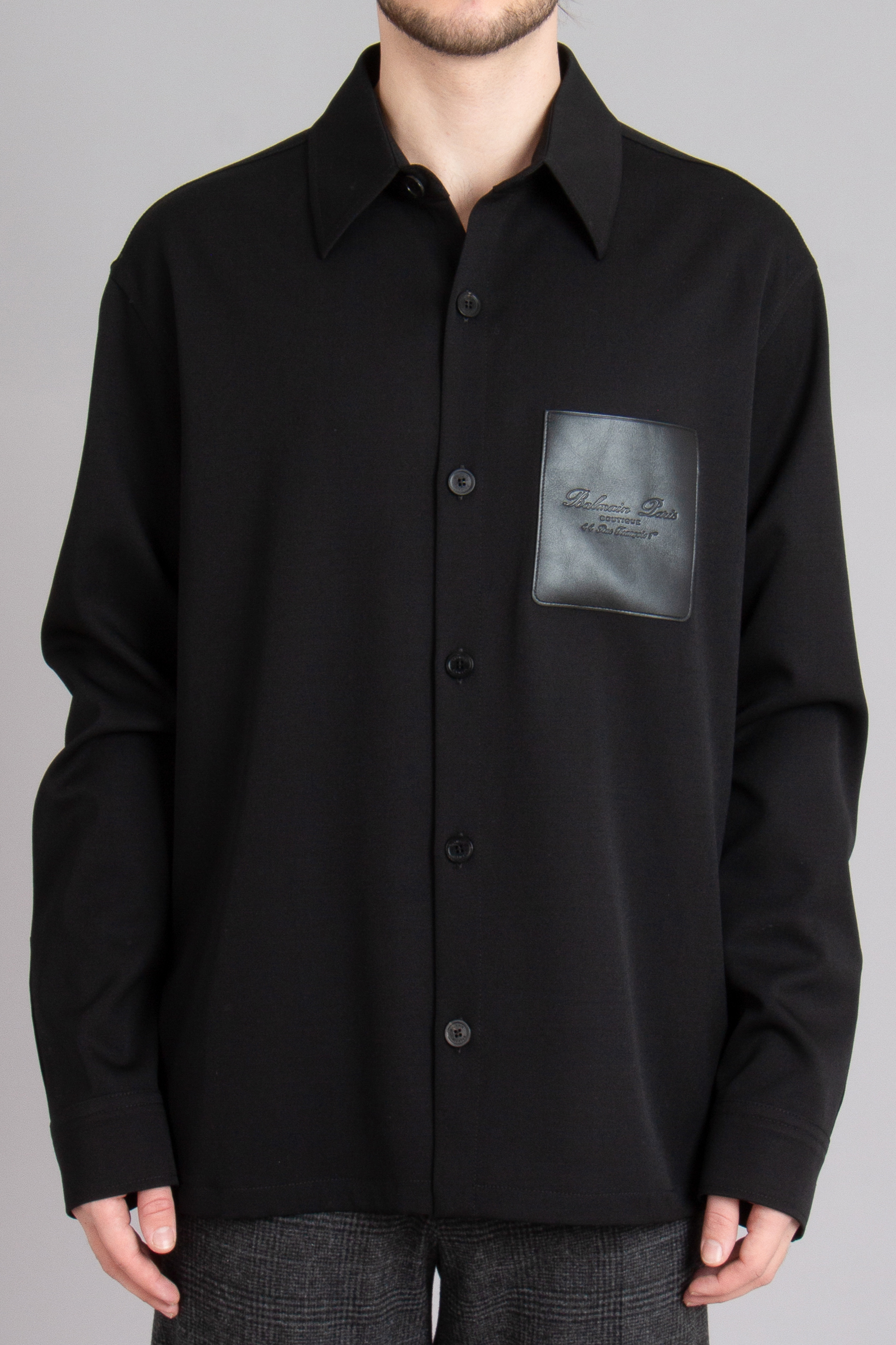 BALMAIN Relaxed Fit Virgin Wool Stretch Overshirt