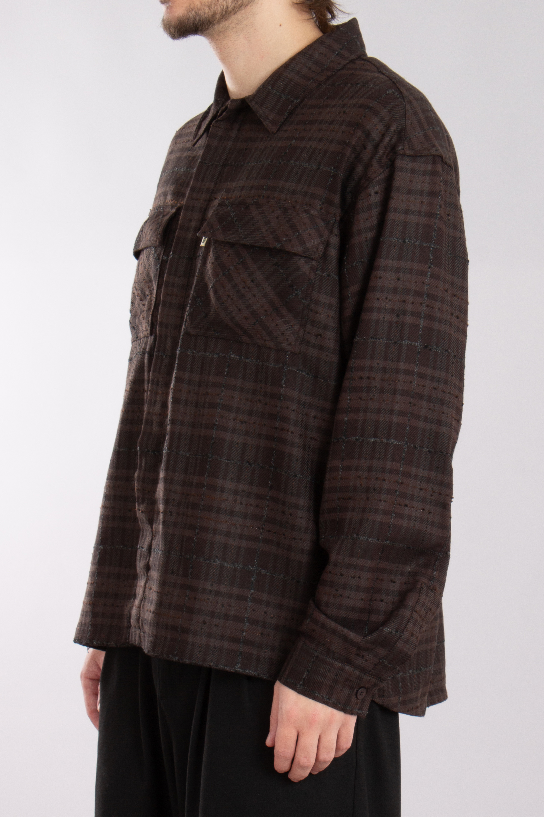 REPRESENT Oversized REP Embroidery Checked Cotton Blend Flannel