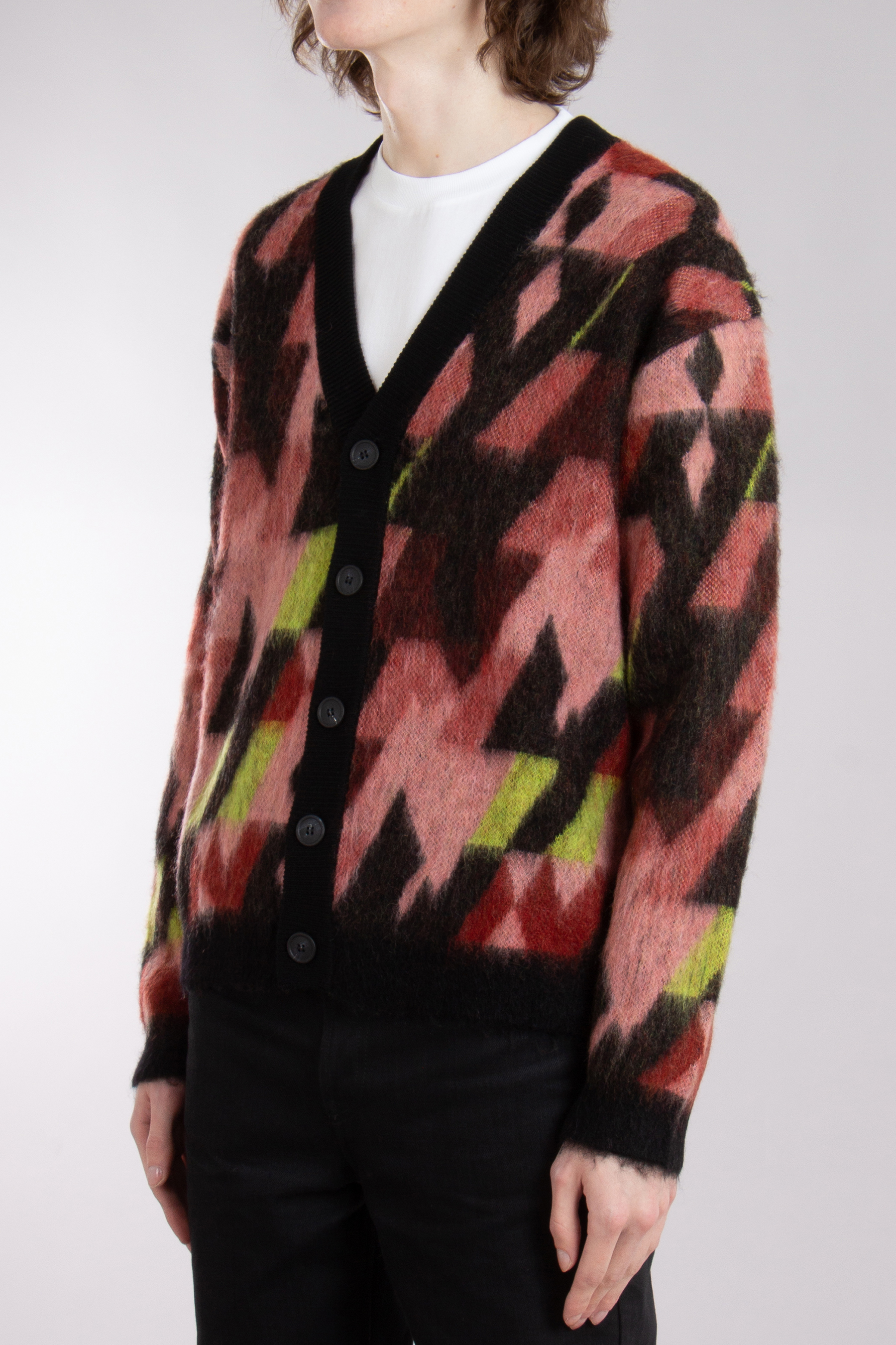 MAISON KITSUNÉ Graphic Mohair Blend Jacquard Cardigan