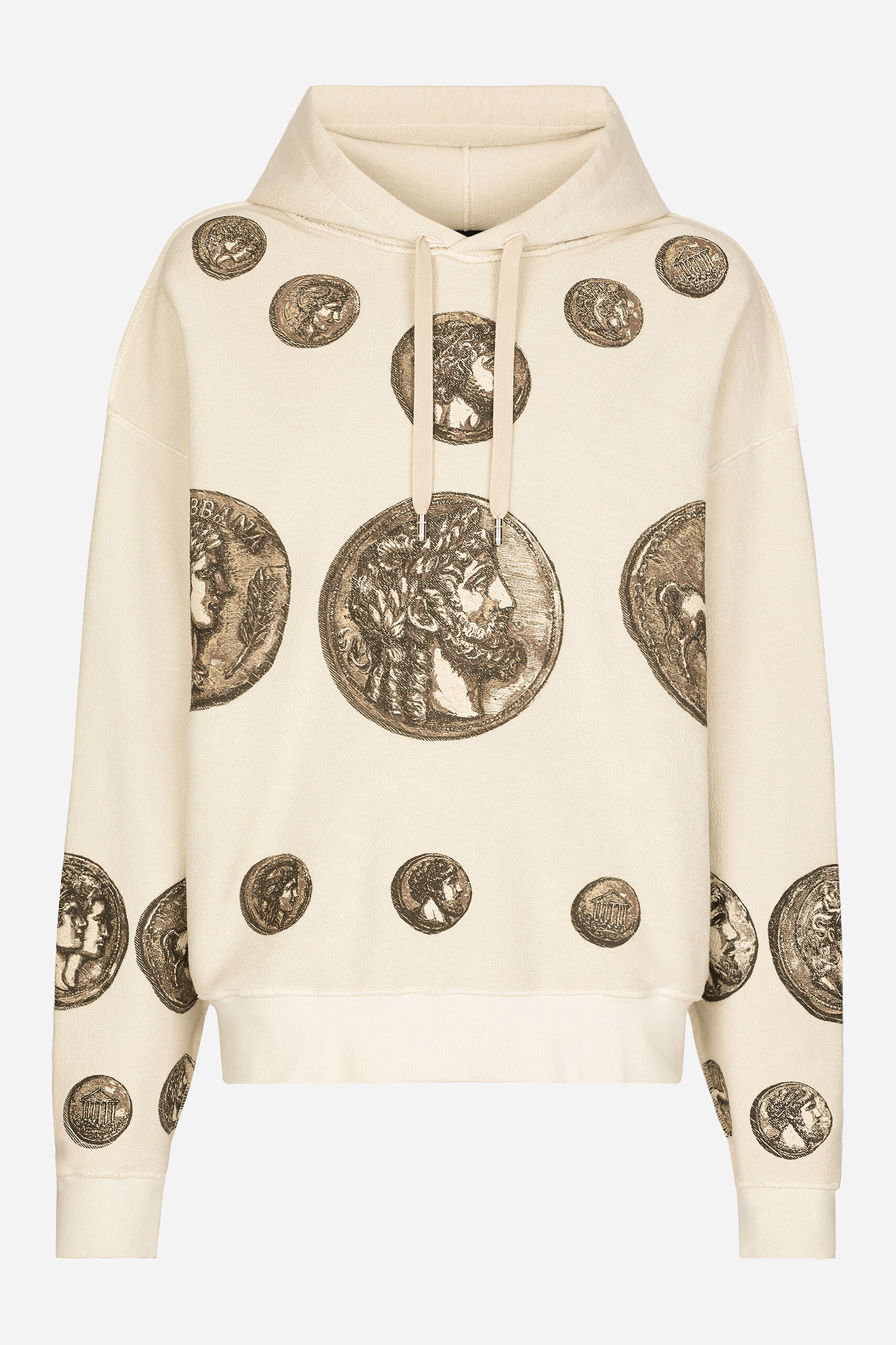 DOLCE & GABBANA Oversized Roman Coin Print Cotton Hoodie