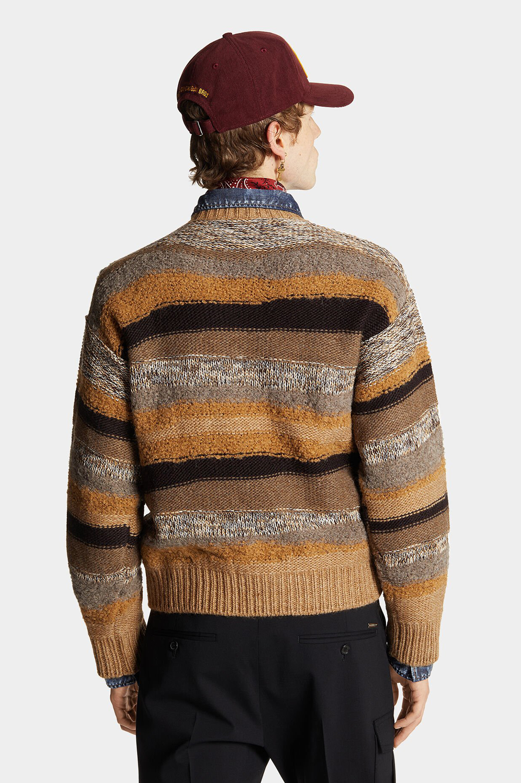 DSQUARED2 Striped Wool Blend Crewneck Sweater