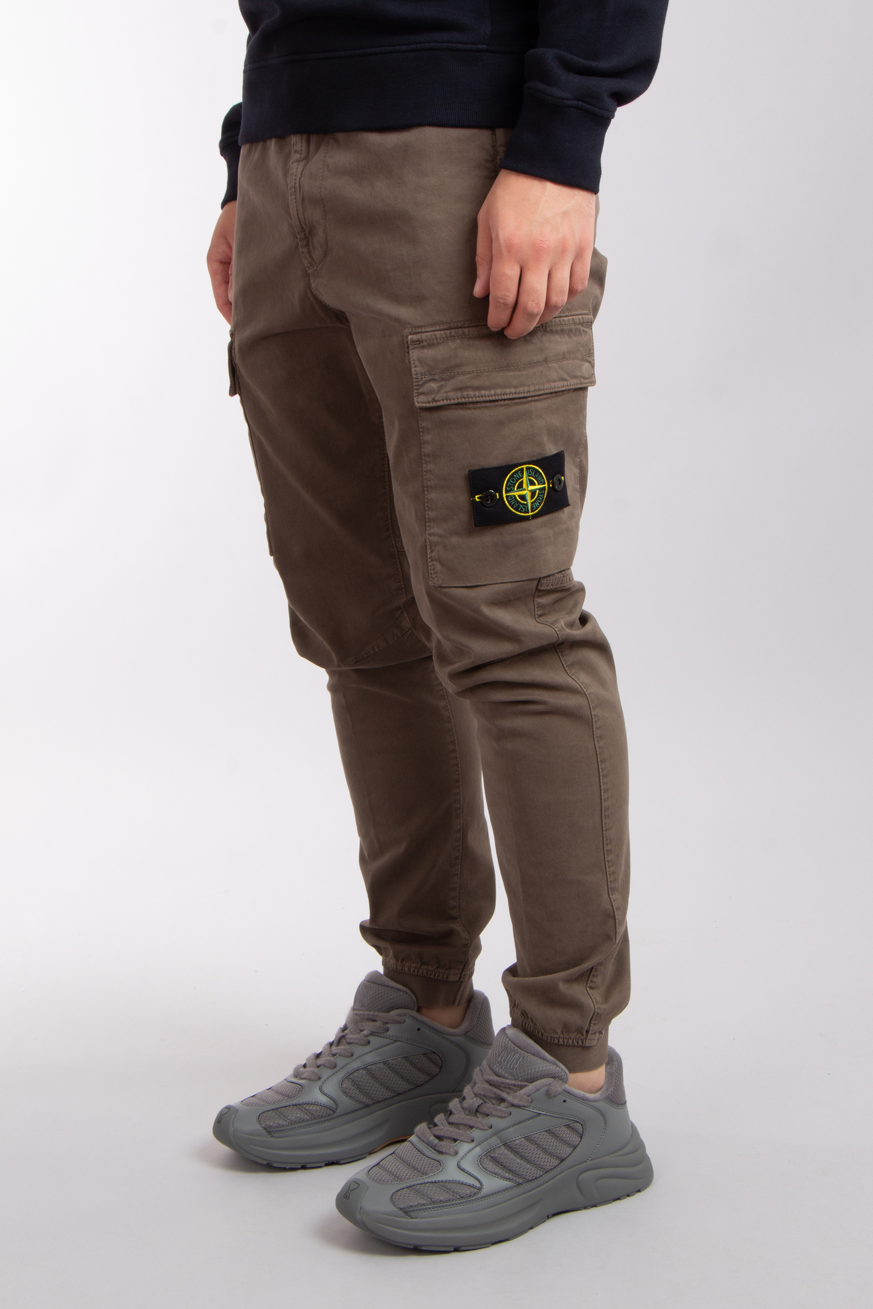 STONE ISLAND 'OLD' Effect Broken Cotton Twill Cargo Pants